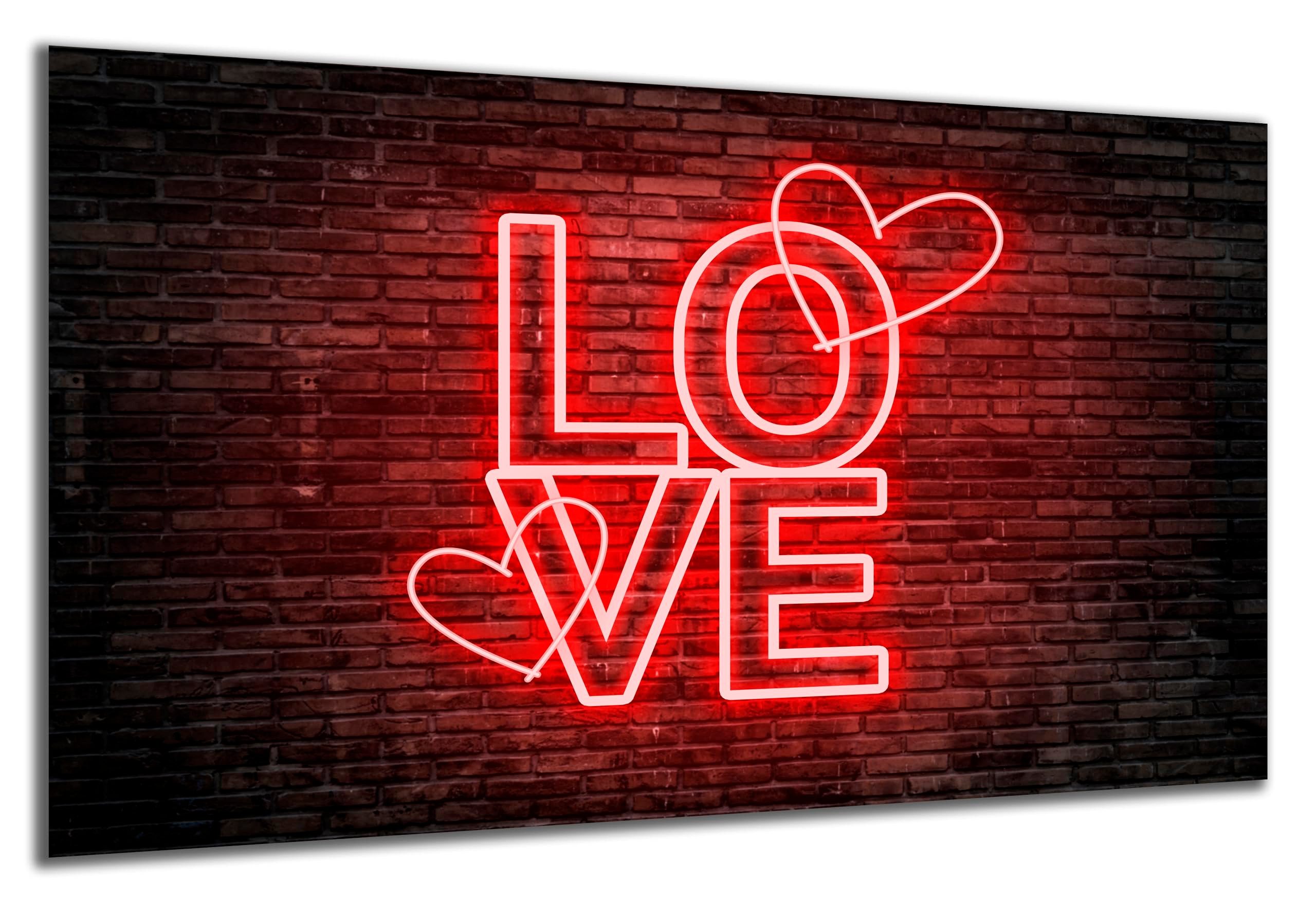DARO Design Wandbild Liebe Wandbilder Wand Deko Bilder Geschenk Modern Leinwandbild, (Liebe Love Neon - Bild klein Wohnzimmer Schlafzimmer Flur Büro Einteilig Querformat Fotodruck Liebe & Romantik), 30x20 cm