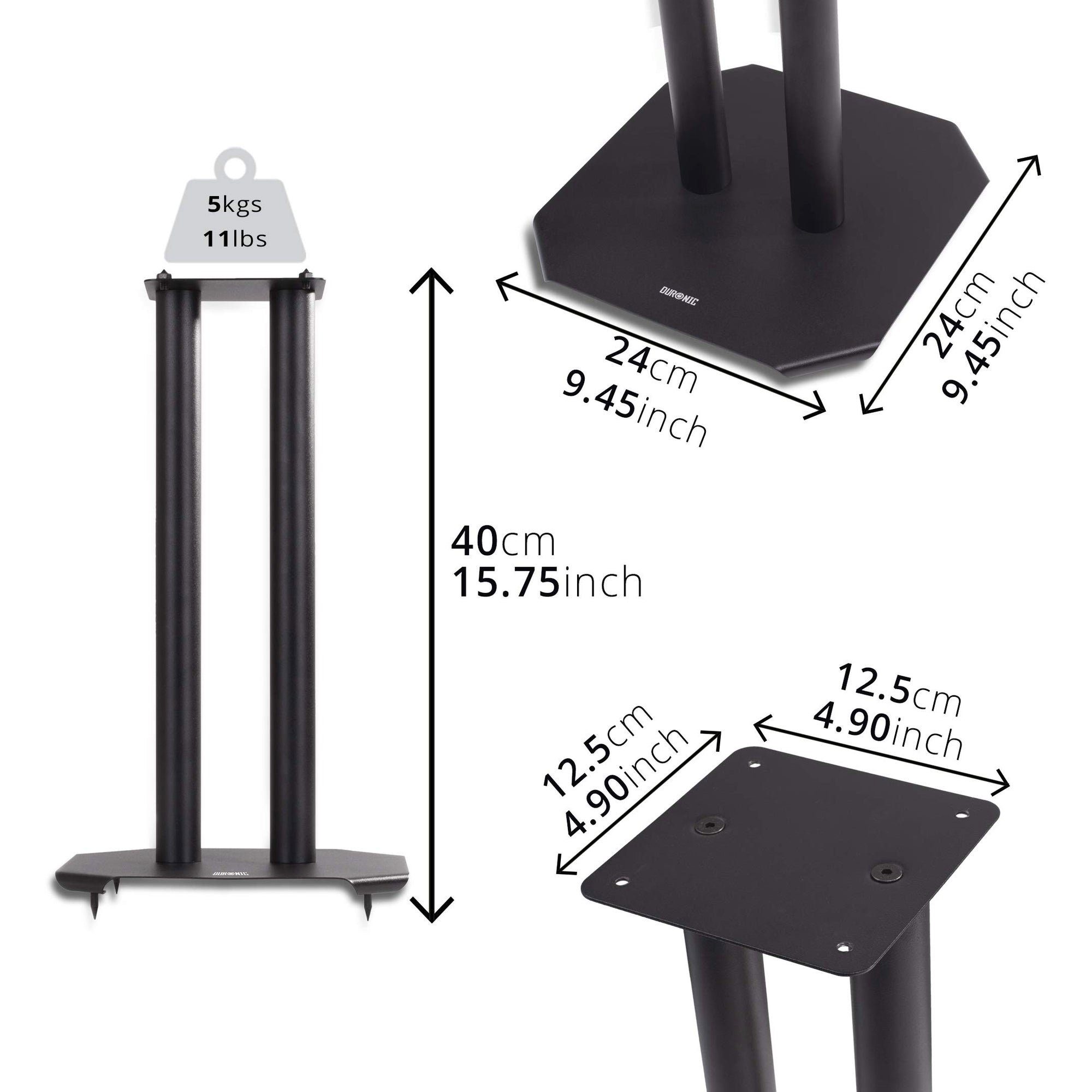 Duronic Lautsprecherständer, (SPS1022 40 Lautsprecherständer, 40 cm hoher Ständer für Boxen bis 5 kg)