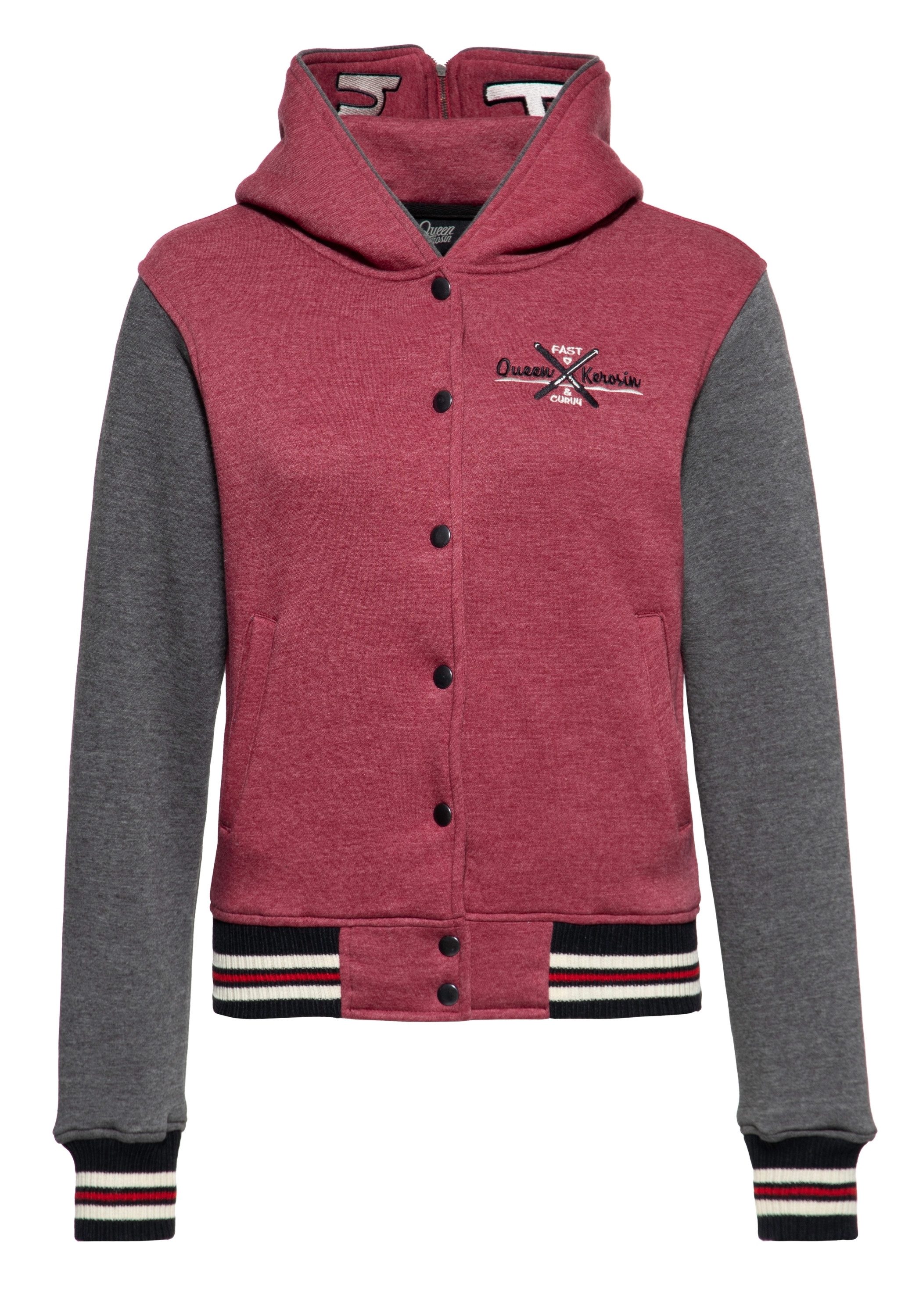 QueenKerosin Collegejacke Fast & Curvy (1-St) mit 2-in-1 Kapuze