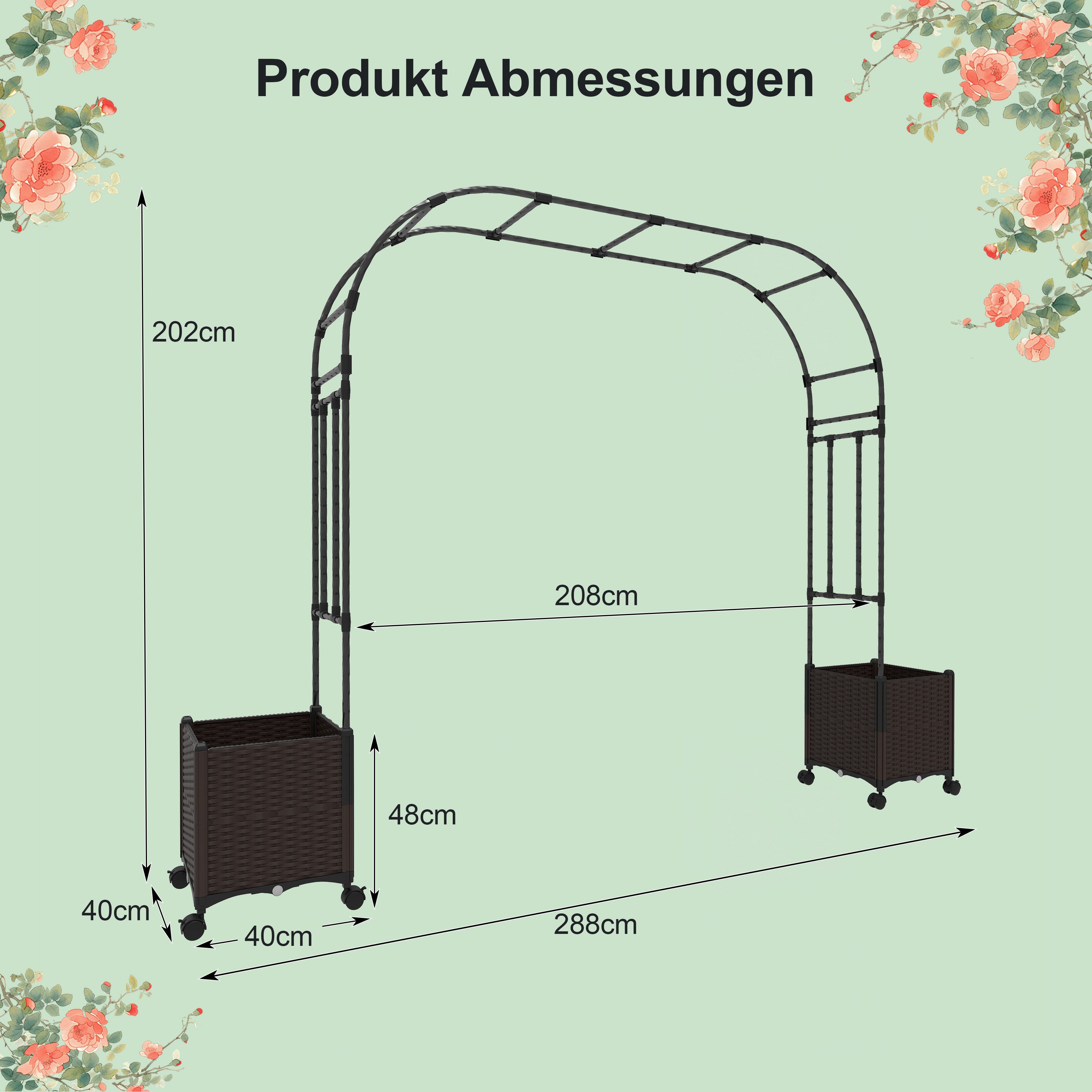 COSTWAY Blumenkasten, Rosenbogen mit 2 Pflanzkästen, günstig online kaufen