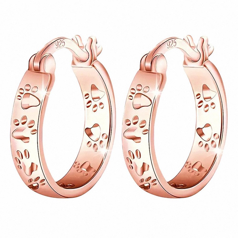 Taffstyle Paar Creolen Ohrringe 925 Sterling Silber Hundepfoten Creolen Pfo günstig online kaufen