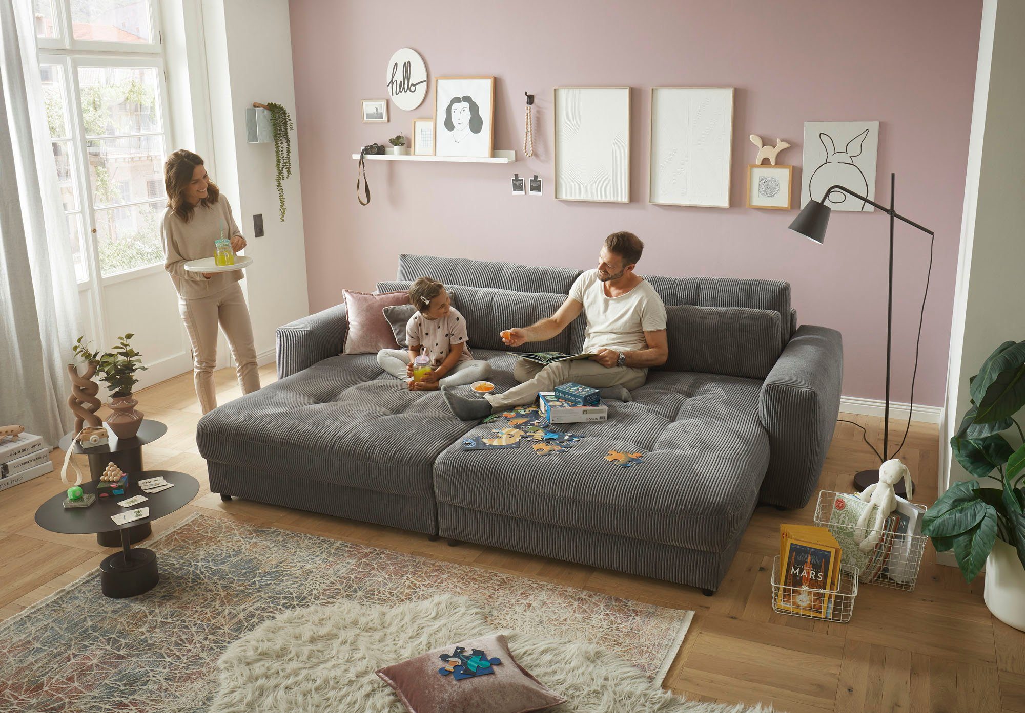 im Raum stellbar, dunkelgrau Loveseat ED DESIGN Barura Nierenkissen frei EXCITING 2 und Rücken- (2-St), inkl. 2