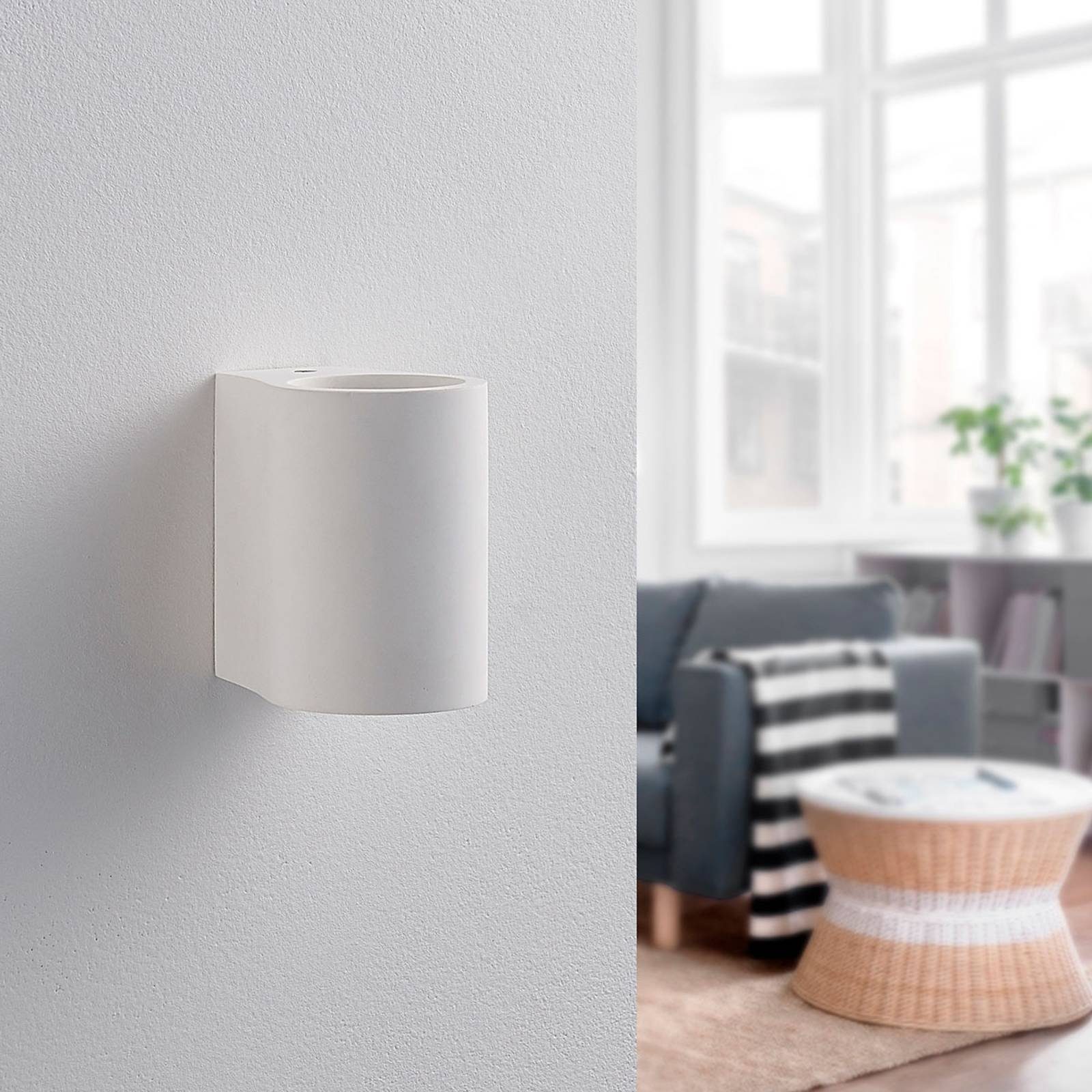 Lindby Wandleuchte Jannes, Gips Weiß IP20, 1 x 5 W LED