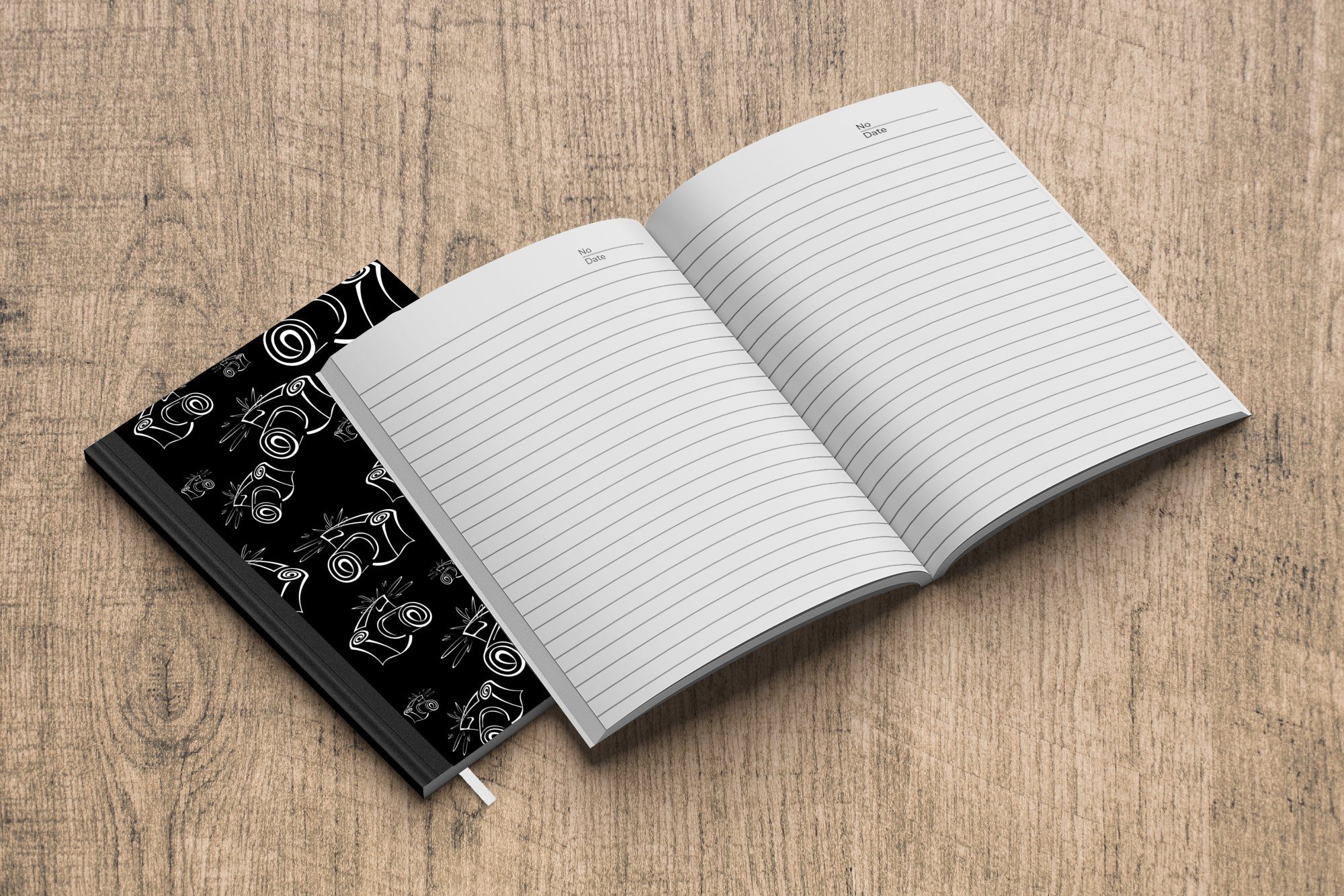 Schwarz 98 - Merkzettel, A5, Notizheft, Journal, Notizbuch MuchoWow und - Muster Seiten, Kamera Weiß, Tagebuch, Haushaltsbuch