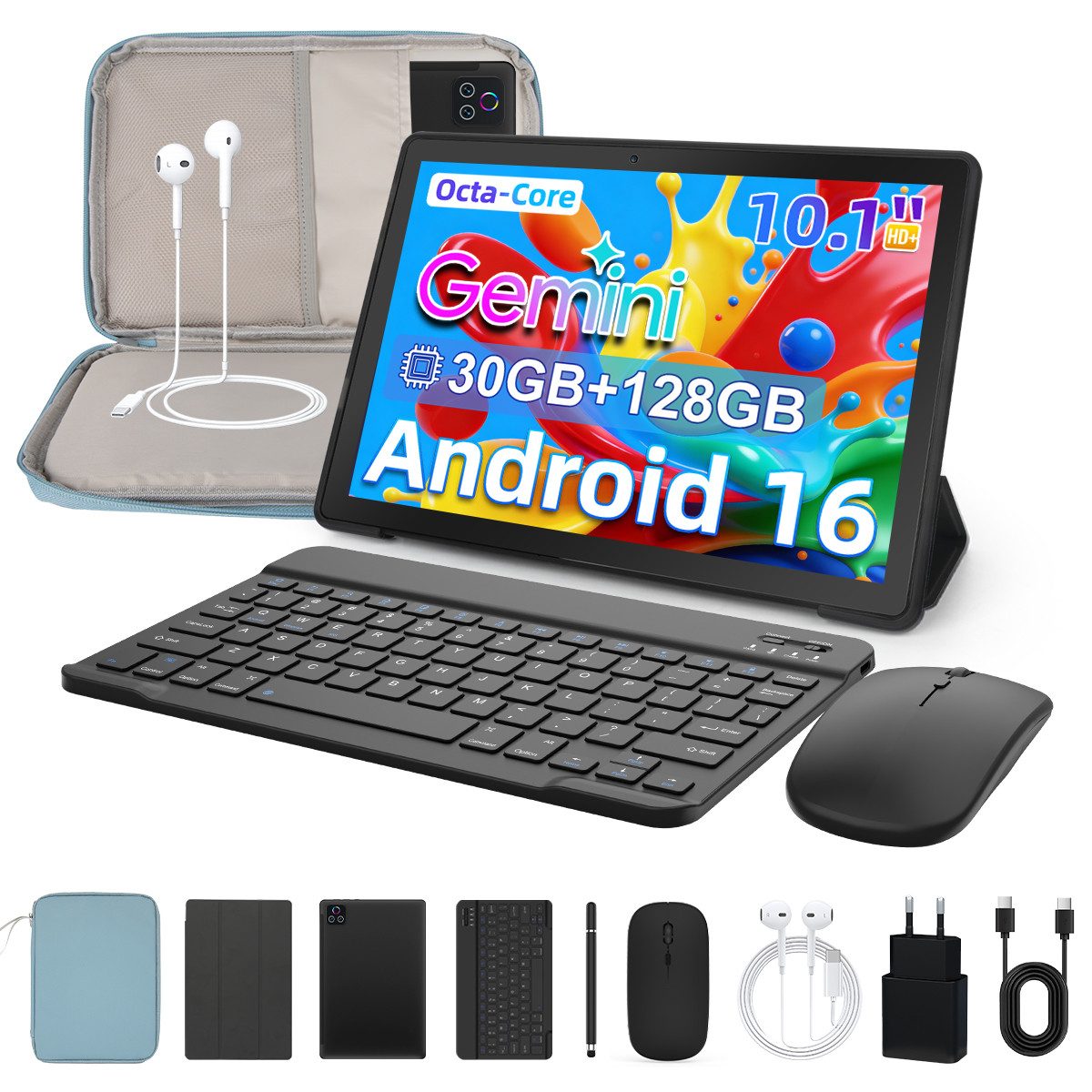 BUFO 10.1 Zoll Android, 4GB/6GB+128GB, 1280x800 HD, incl. Hülle Set Tablet (10", 128 GB, Android 16)