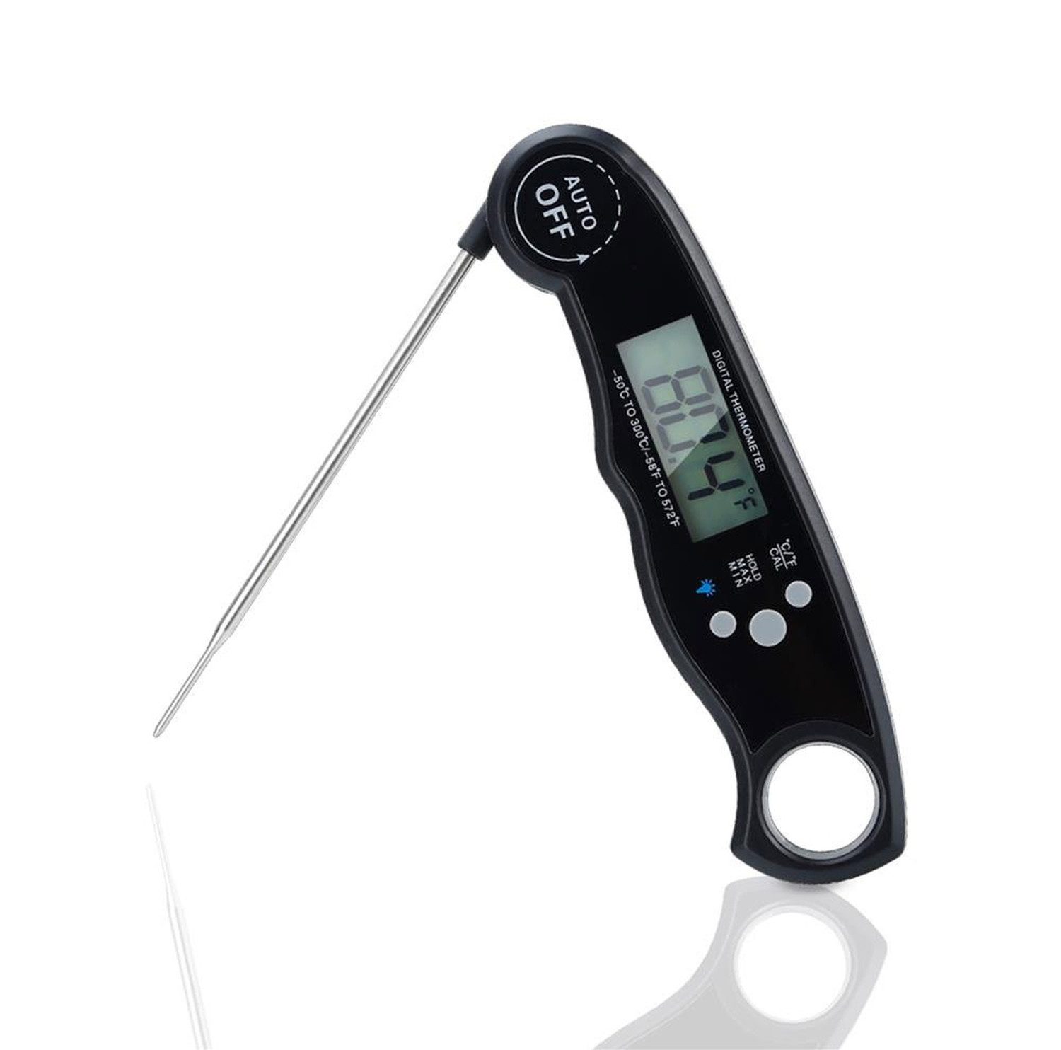 Intirilife Grillthermometer, 1-tlg., Faltbares Küchenthermometer wasserdicht magnetisch mit LCD-Display