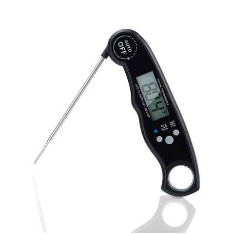 Intirilife Grillthermometer, 1-tlg., Faltbares Küchenthermometer wasserdicht magnetisch mit LCD-Display