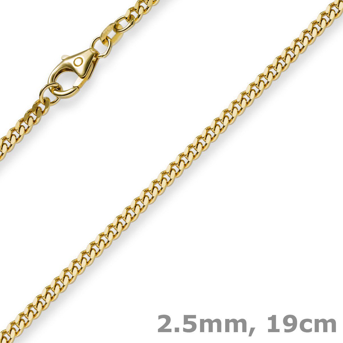 Schmuck Krone Goldarmband 2,5mm Panzerarmband, 750 Gelbgold, 19cm, Gold 750