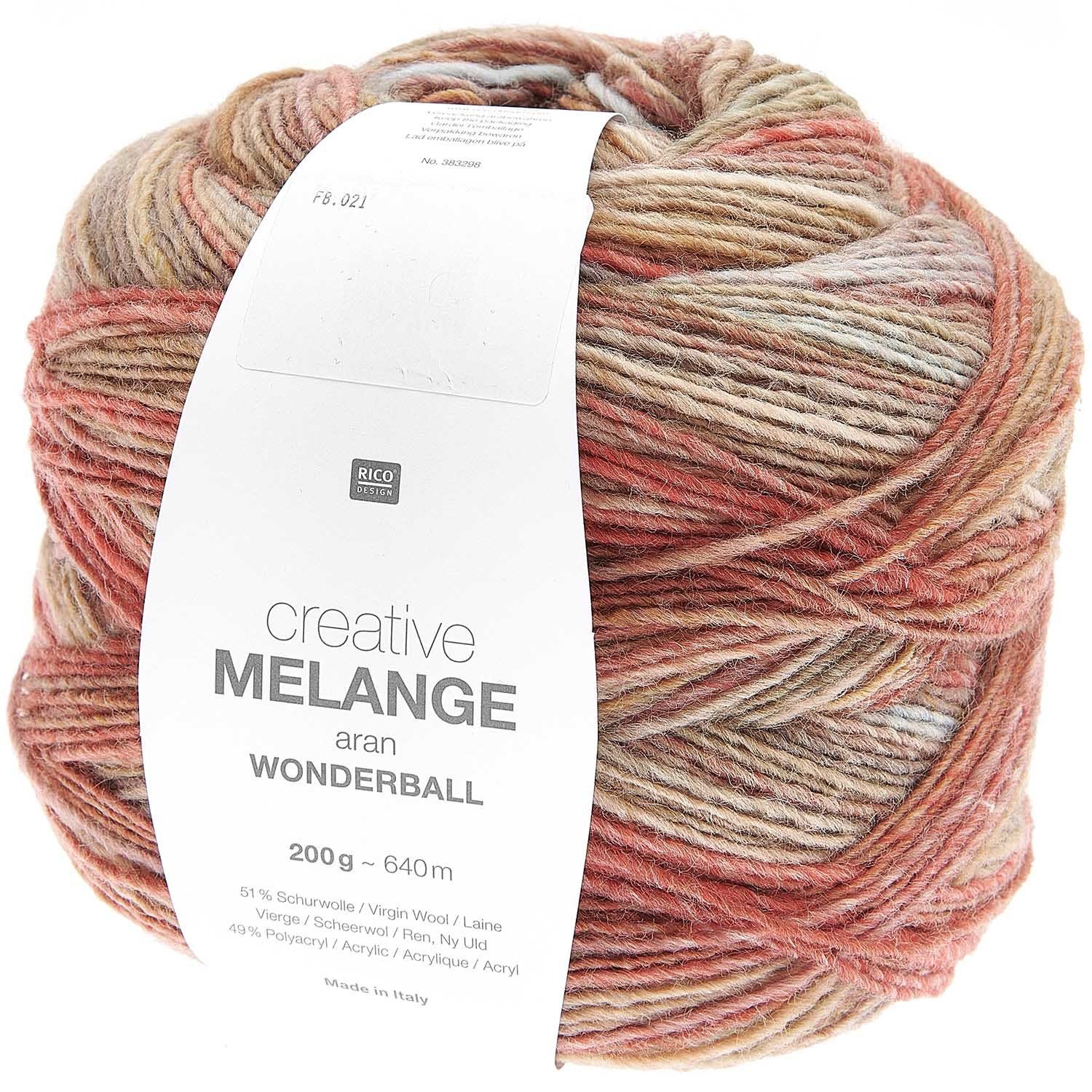 Rico Design Creative Melange Chunky – Dickes Farbverlaufsgarn, Nadelstärke 6-7 Mm, 85m/50g