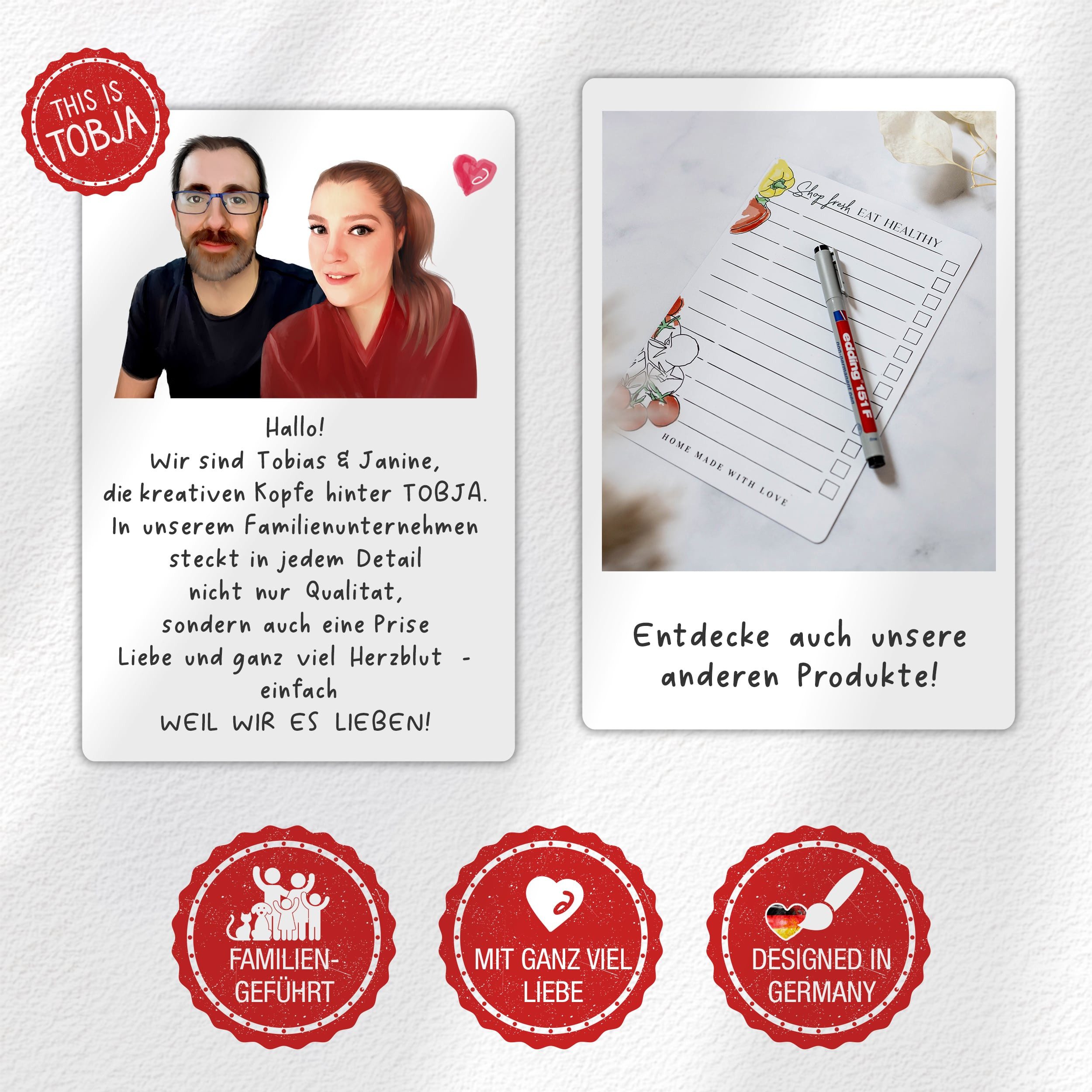 TOBJA Notizbuch Rezeptbuch zum selberschreiben DIN A5 mit Saisonkalender, Kochbuch zum selbst eintragen & gestalten, Softcover