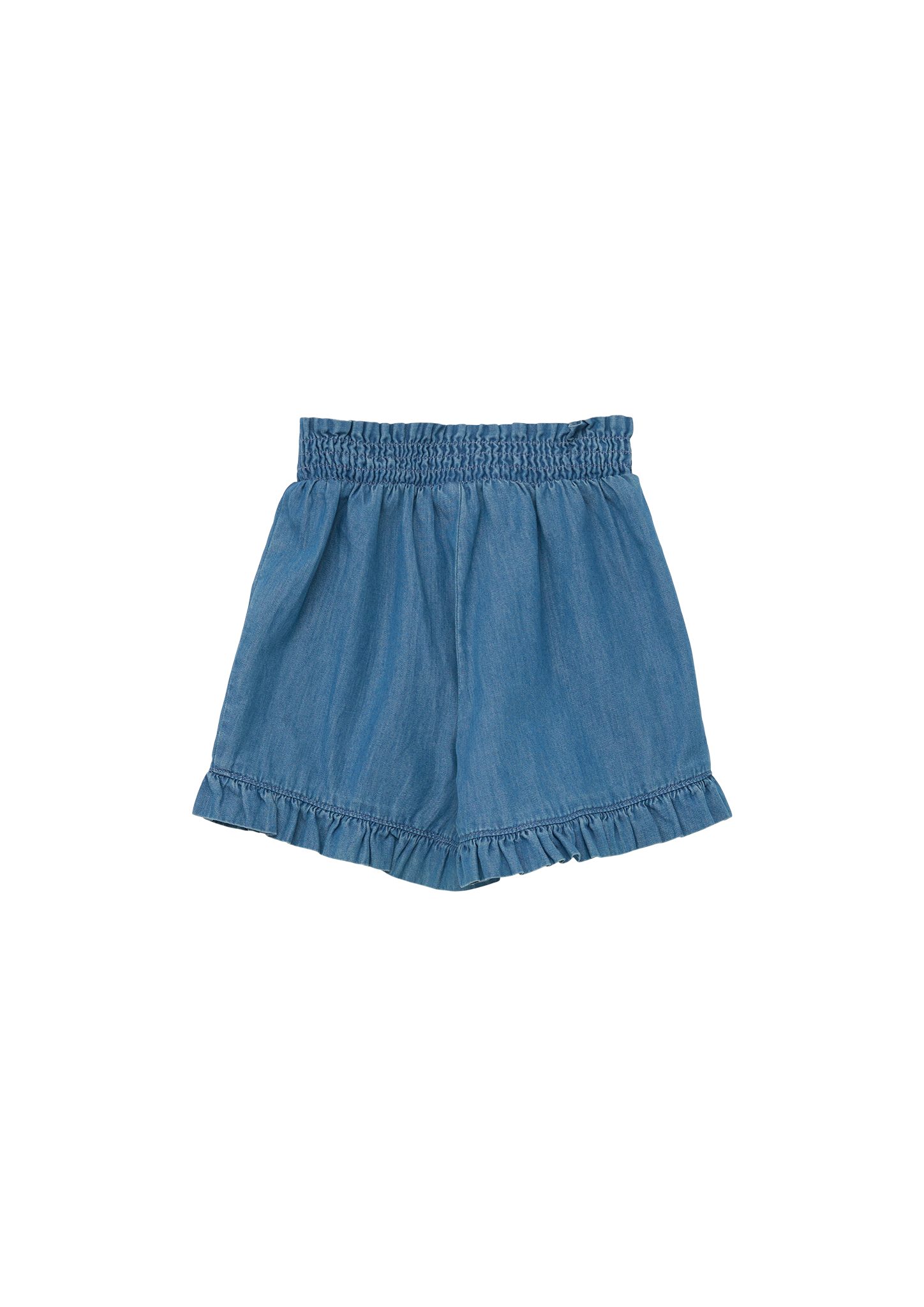 s.Oliver Jeansshorts Smok-Detail Rise / / Mid Wide Loose Jeans-Shorts Fit Rüschen, / Leg