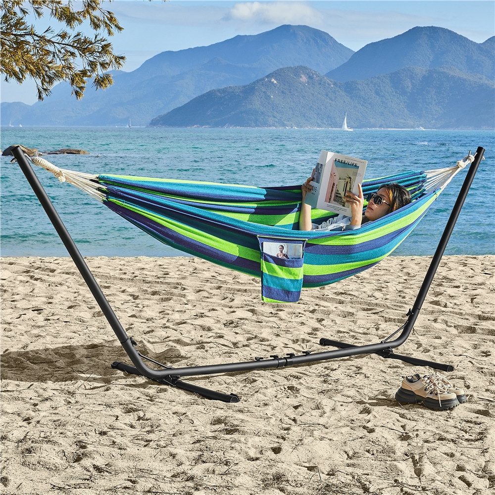 Yaheetech Hängematte, Hängemattengestell mit Tragetasche, bis 205 kg Belastbar