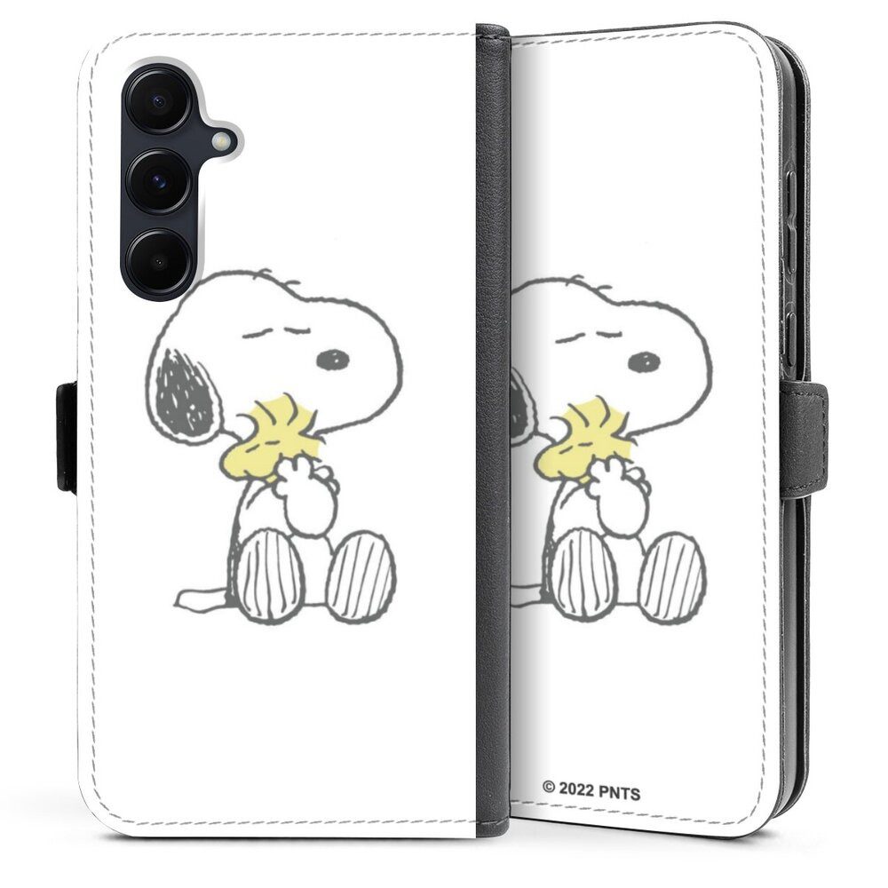 DeinDesign Handyhülle Peanuts Snoopy Liebe Snoopy And Woodstock Cuddling, Samsung Galaxy A35 5G Hülle Handy Flip Case Wallet Cover