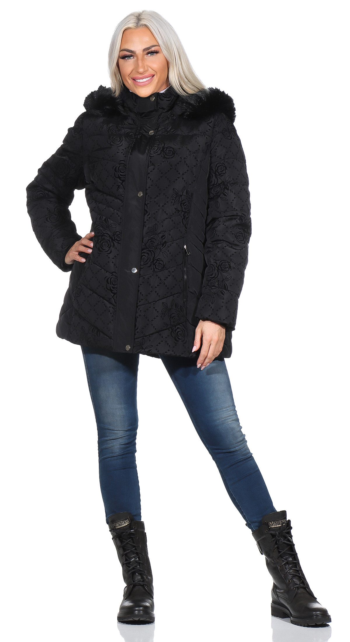 Aurela Damenmode Steppjacke Damen Winterjacke mit Teddyfutter mit abnehmbar günstig online kaufen