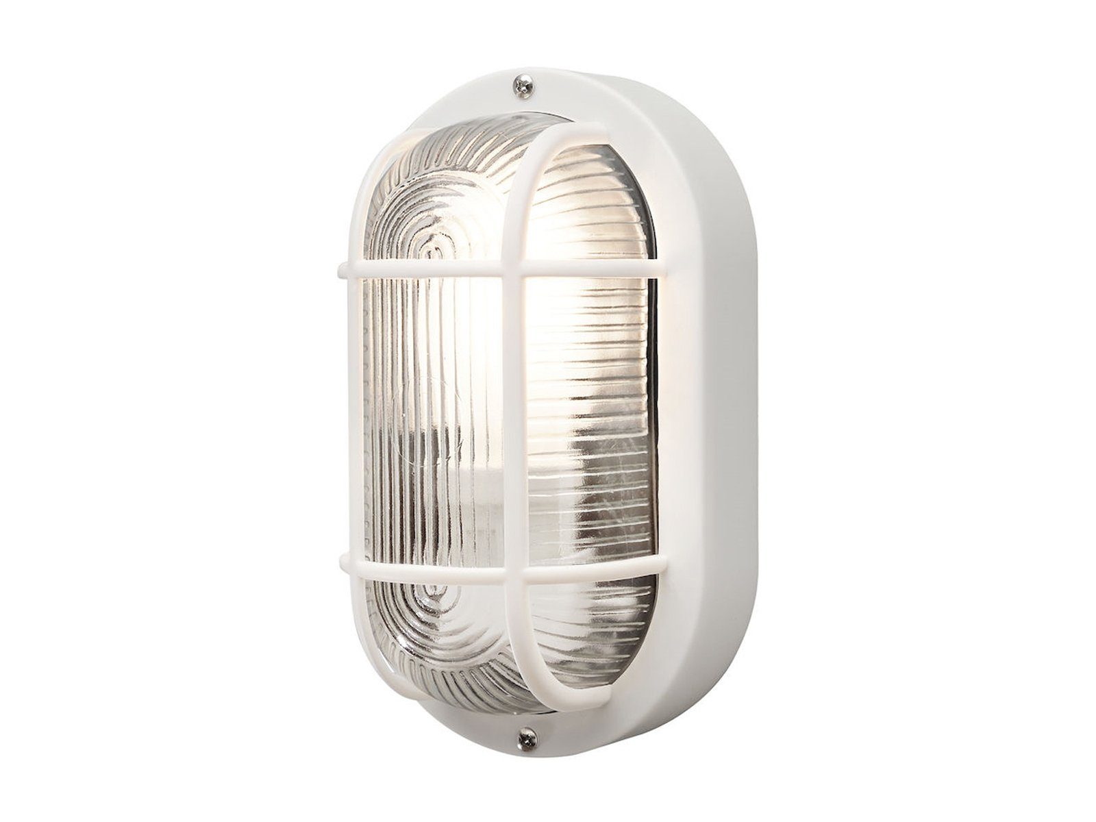 KONSTSMIDE LED Außen-Wandleuchte, LED wechselbar, Warmweiß, Klassische Feuchtraumleuchte aus Kunststoff & Acrylglas, Weiß H: 20cm