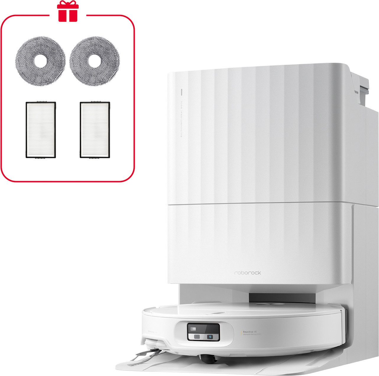 Roborock Saugroboter Qrevo Edge 2X White, 8.01.2046, 60 W, mit Beutel, 25.000 Pa HyperForce-Saugkraft, Multifunktionsstation