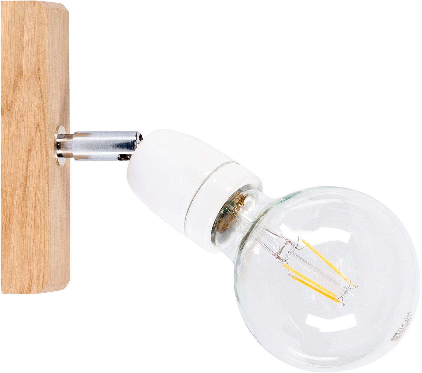 BRITOP LIGHTING ohne FSC® wechselbar, Zertifiziert auf aus Porcia, Leuchte Wandleuchte Ceramik Dekorative Leuchtmittel, Holzbasis, Leuchtmittel