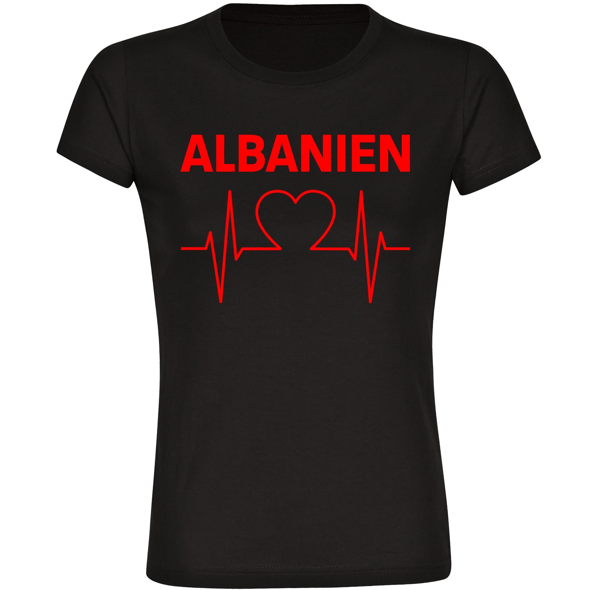multifanshop T-Shirt Damen Albanien - Herzschlag - Frauen