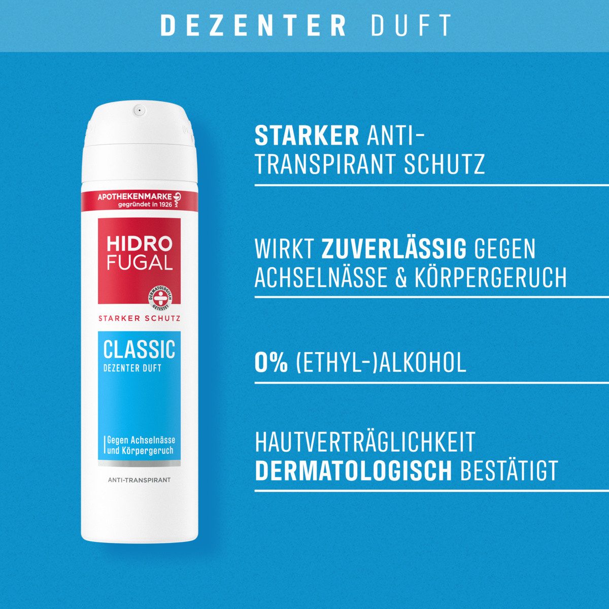 Hidrofugal Deo-Spray Deo Classic Spray 4 x 150ml, 4-tlg.