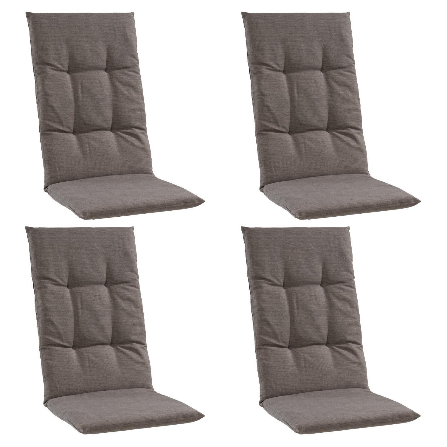 GO-DE Hochlehnerauflage CHINOCO, 48 x 118 cm, Braun, Baumwolle, Polyester, (4 St), Gartenstuhlauflage für Hochlehner