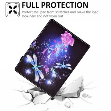 Wigento Tablet-Hülle Kunstleder Tablet Cover Tasche Schmetterling für Lenovo Tab M10 Plus 3. Gen Schwarz Hülle Case Etui