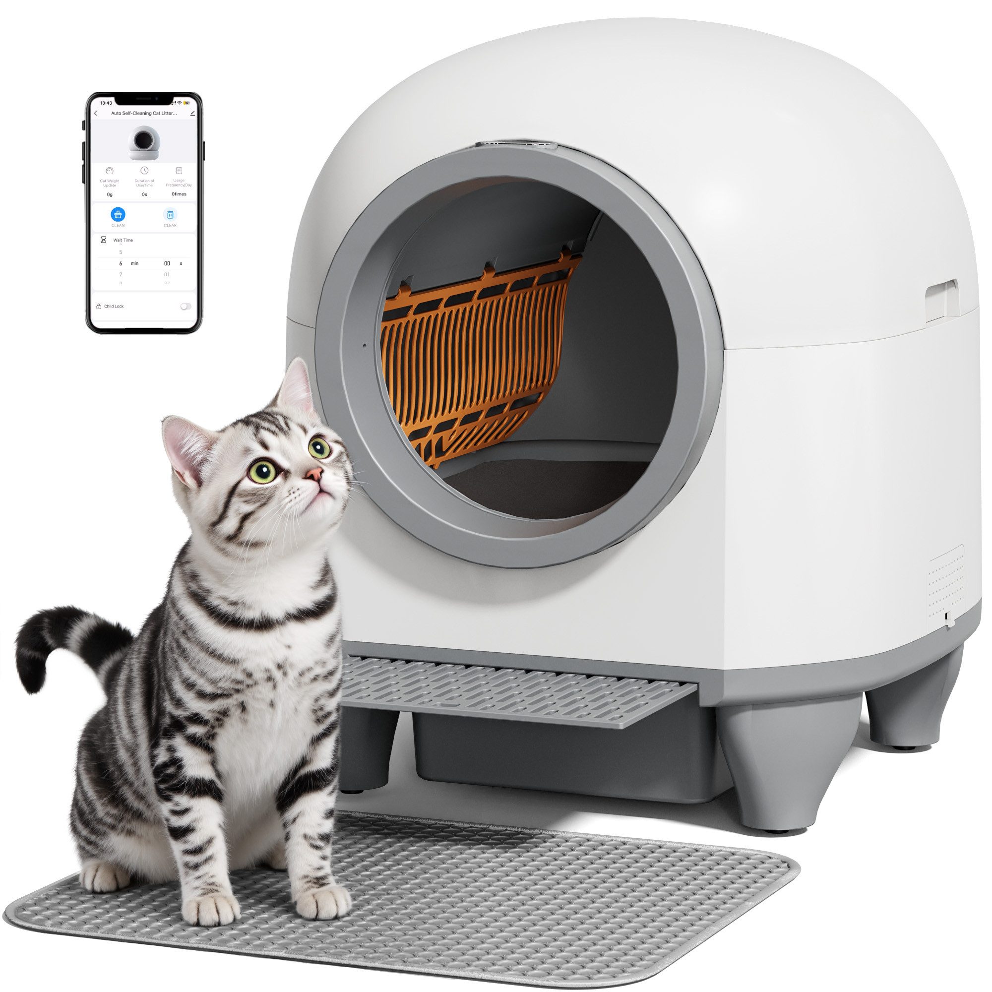 Katzentoilette 80L Selbstreinigende Katzentoilette, Smarte Elektrisches Katzenklo