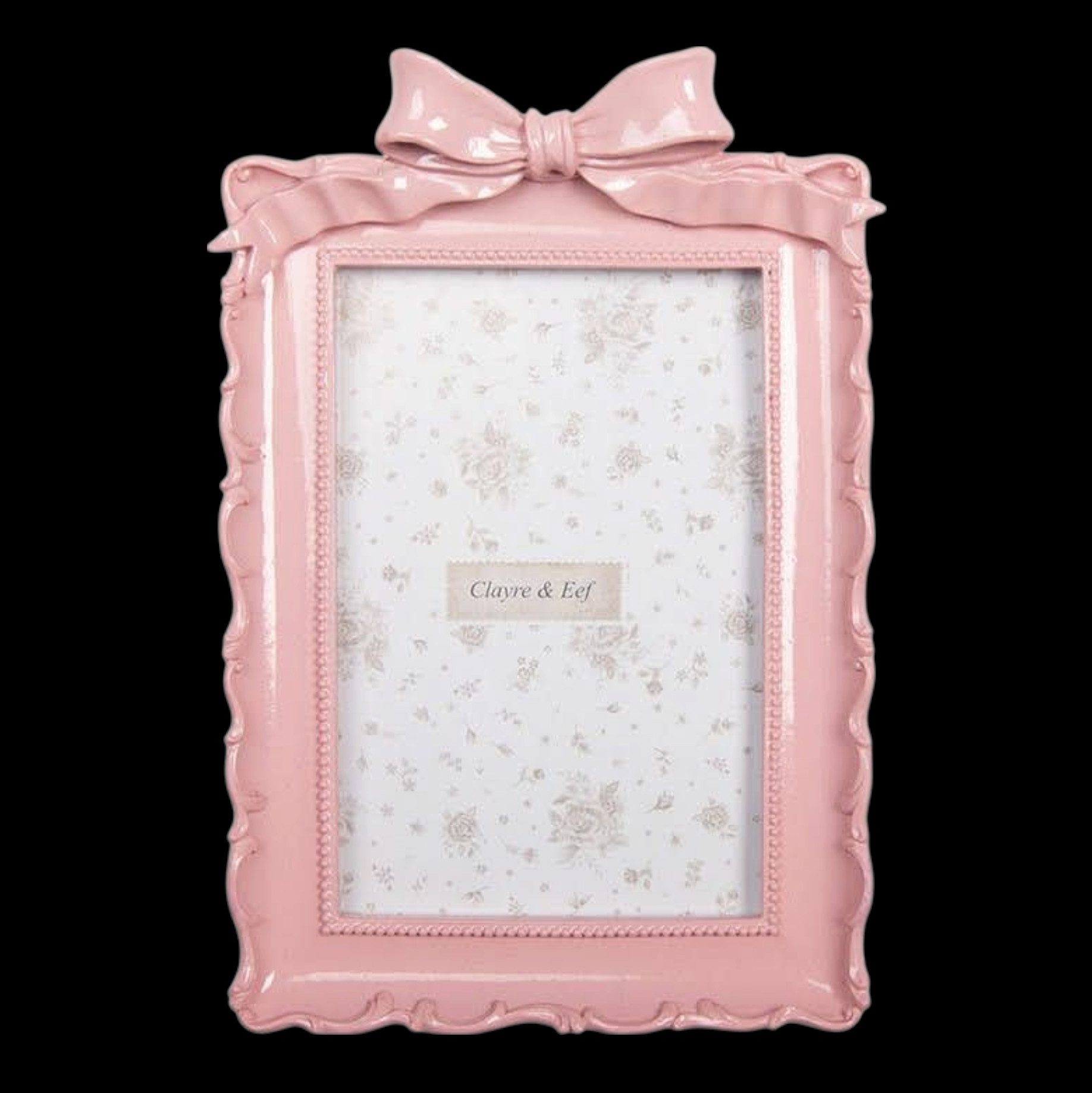 Clayre & Eef Bilderrahmen Bilderrahmen vintage in rosa mit Schleife 10 x 15 cm