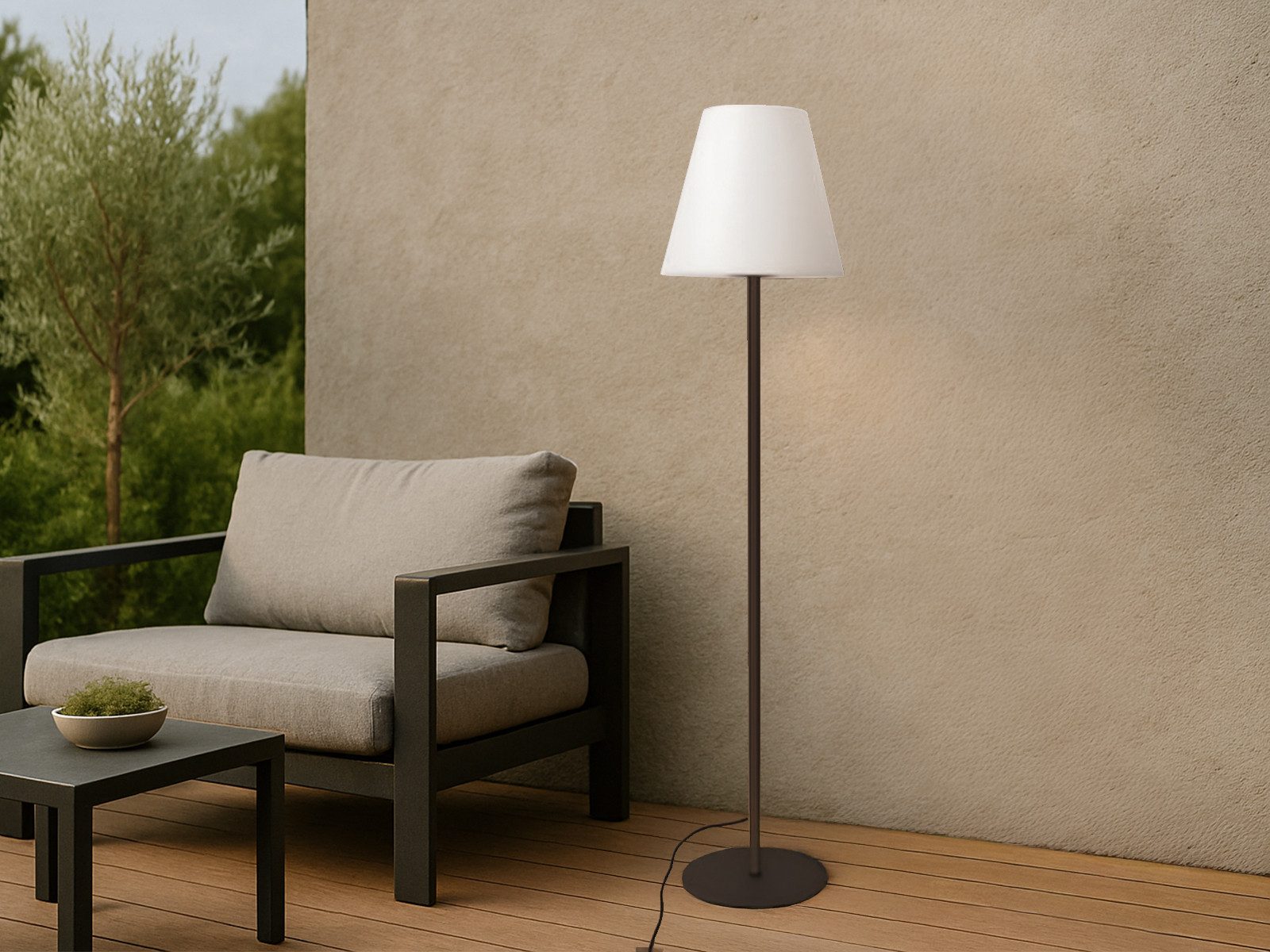 PEREL Außen-Stehlampe, ohne Leuchtmittel, für Balkon draußen Terrassen-Lampe IP 65 Gartenbeleuchtung mit Strom