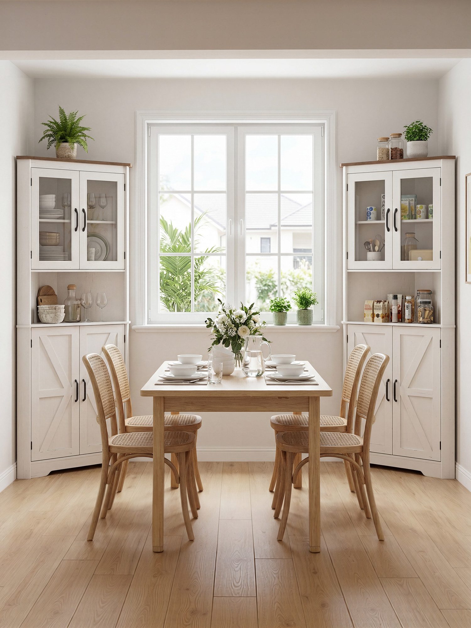 FiveWillowise Eckschrank Schmaler Eckschrank mit 2 Türen und 5 Ablagen, 170 cm (1-St) Badezimmer- & Mehrzweckschrank mit 5 Ablagen, weiß – Bild 4 von 5