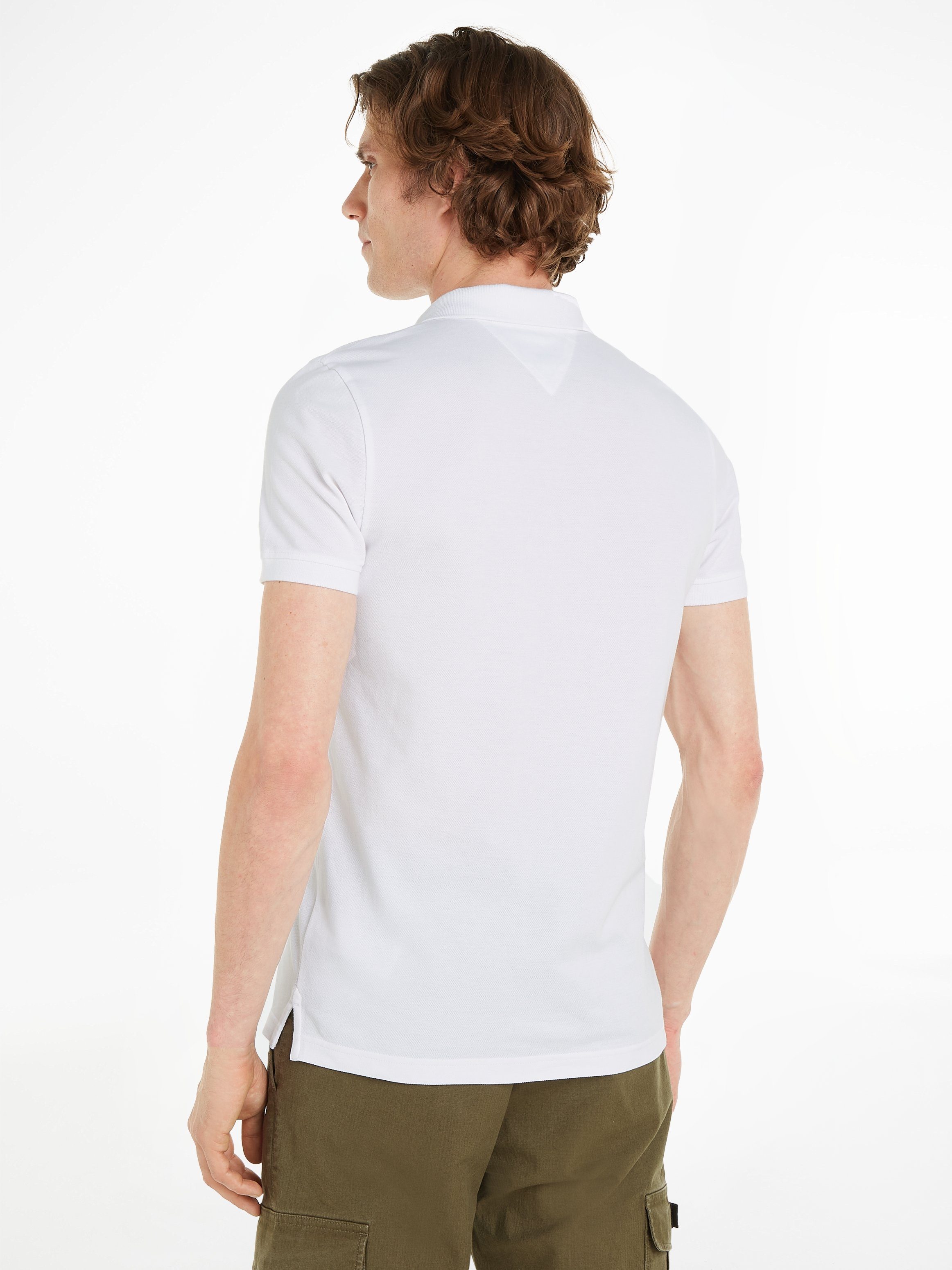 Poloshirt TJM SLIM Polokragen PLACKET White Tommy mit Jeans POLO