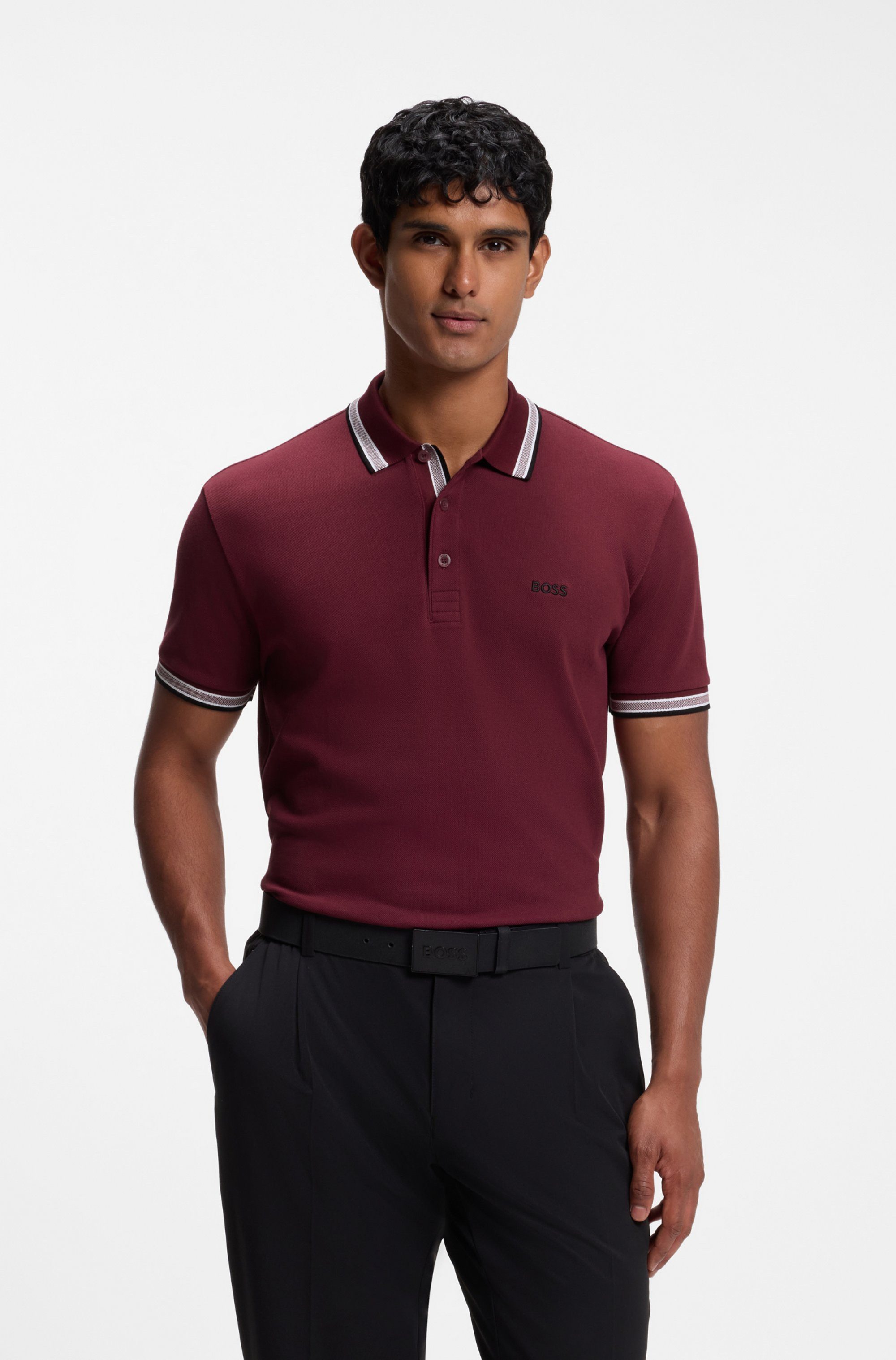 BOSS GREEN Poloshirt Paddy Regular Fit atmungsaktive Piqué-Webstruktur, Flachstrickkragen, gerader Schnitt