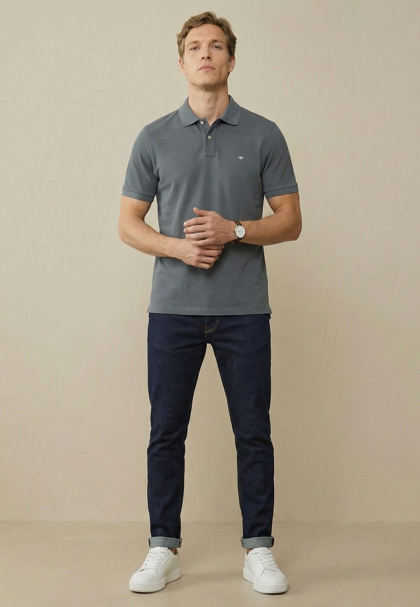 FYNCH-HATTON Poloshirt normale Passform, mit 2-Knopf-Polokragen, aus Baumwolle
