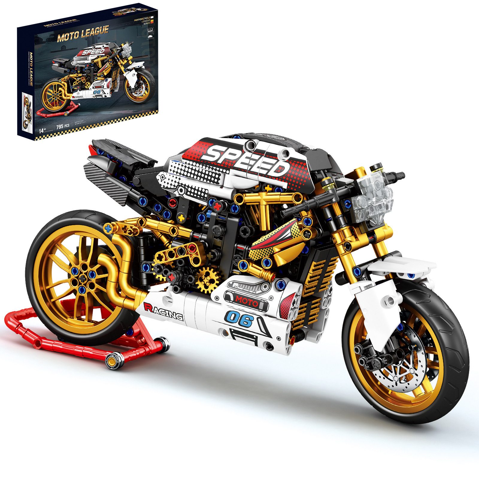 Bundviel Bausteinset Bauklötze Baukasten Motorrad Schulbus Spielbauklötze Spielbausteine, (795 St)