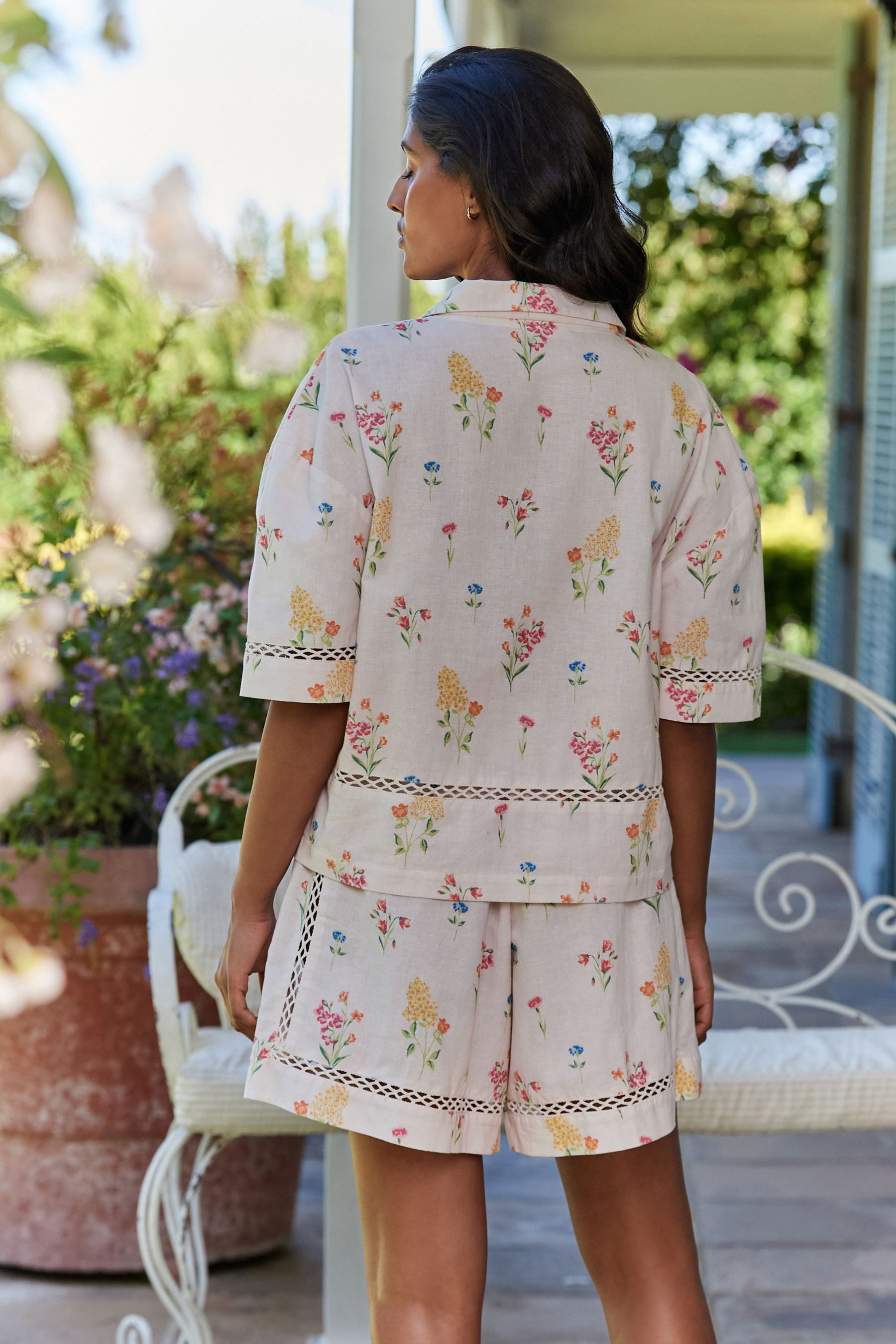LAURA ASHLEY Pyjama Laura Ashley geknöpfter Kurzarm-Schlafanzug (2 tlg) günstig online kaufen