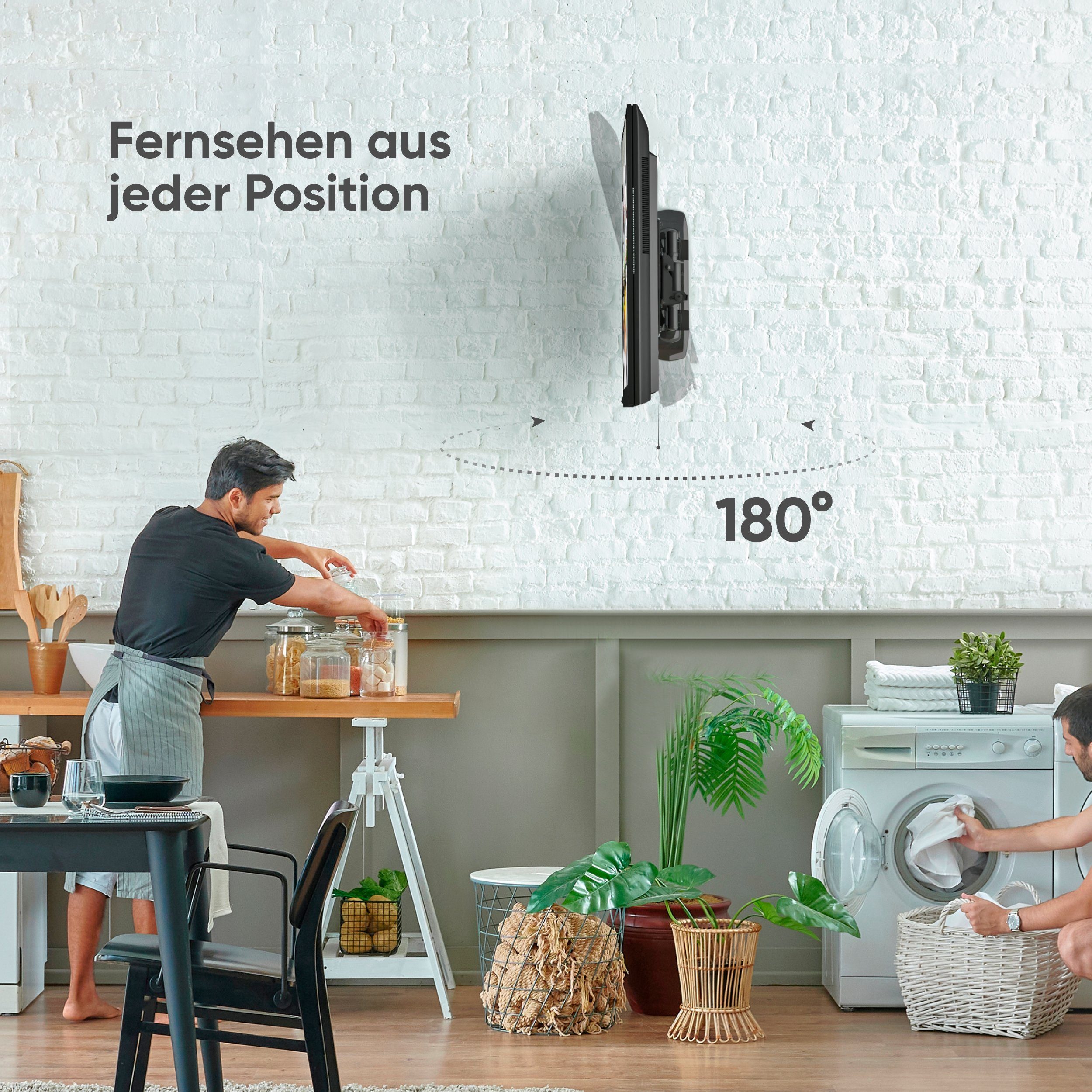 ONKRON TV-Wandhalterung 32-65 Zoll, bis 41 kg, VESA 100x100-400x400, M4R-B, (bis 65 Zoll, drehbar, schwenkbar, neigbar, ausziehbar, Kabelmanagement) – Bild 5 von 5