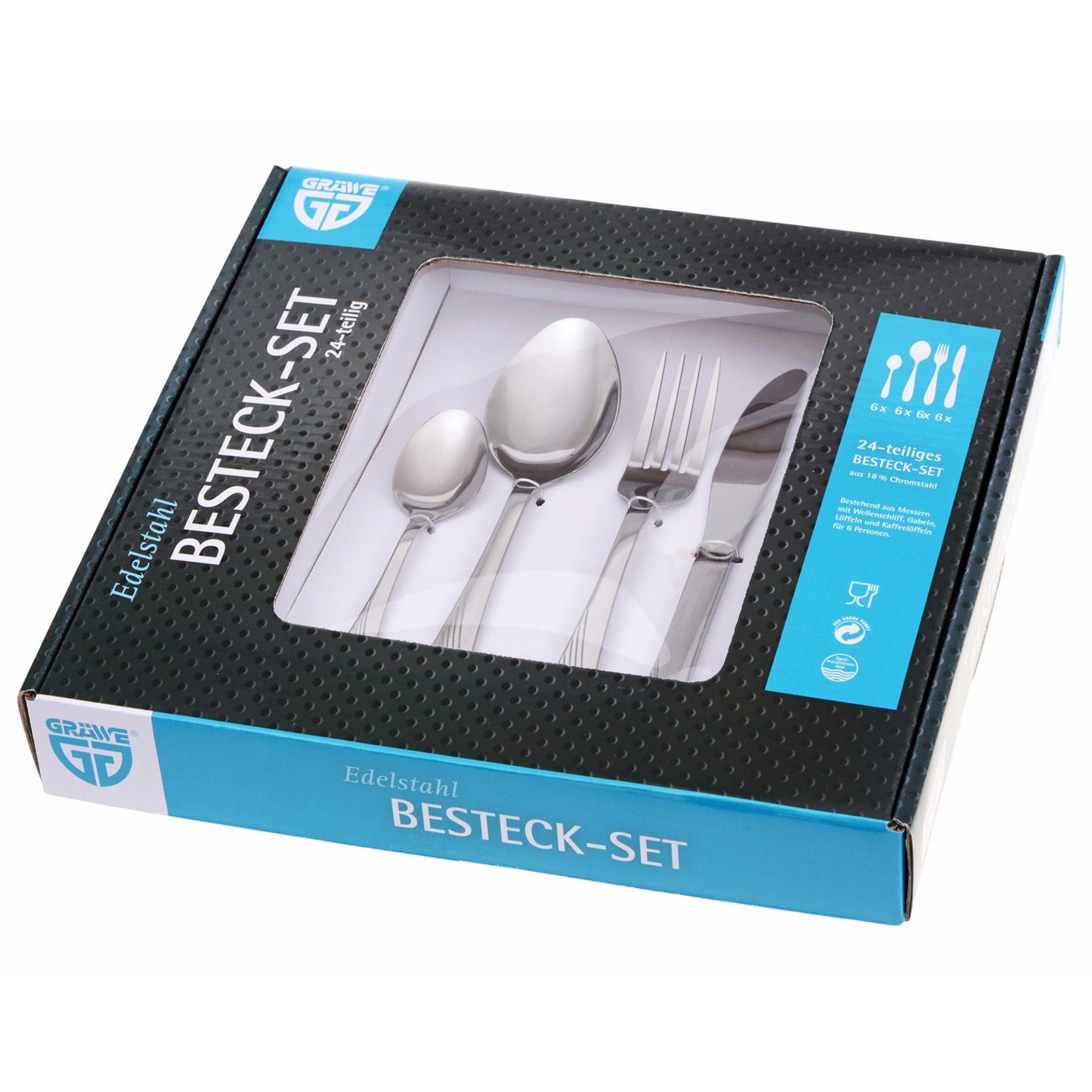 GRÄWE Besteck-Set GRÄWE Tafelbesteck 24-tlg., für 6 Personen, Serie Stralsund, Edelstahl 18/0