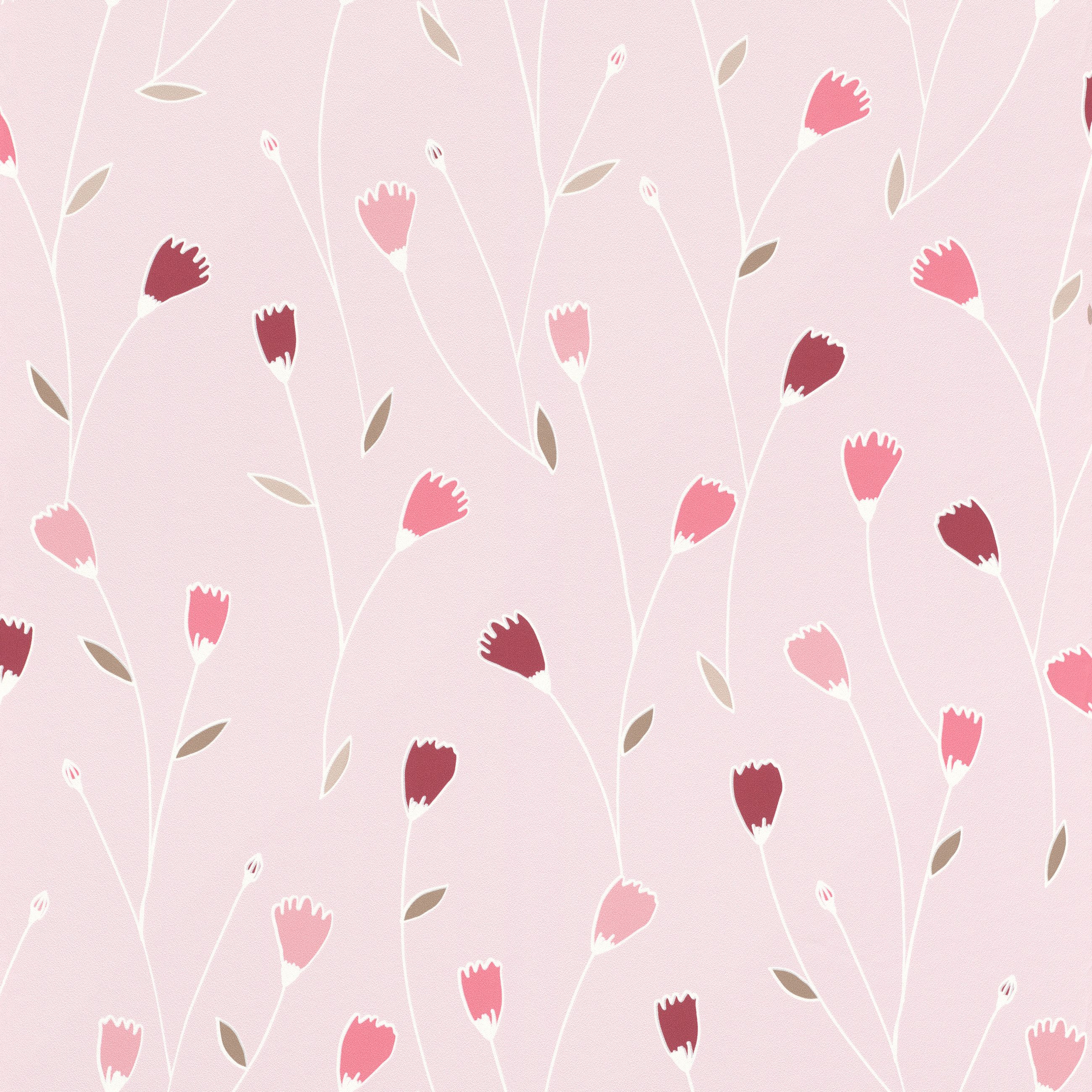 Rasch Papiertapete Blumen in Rosa und Lila, strukturiert, Blumen, (1 Rolle, 1 St), Floral