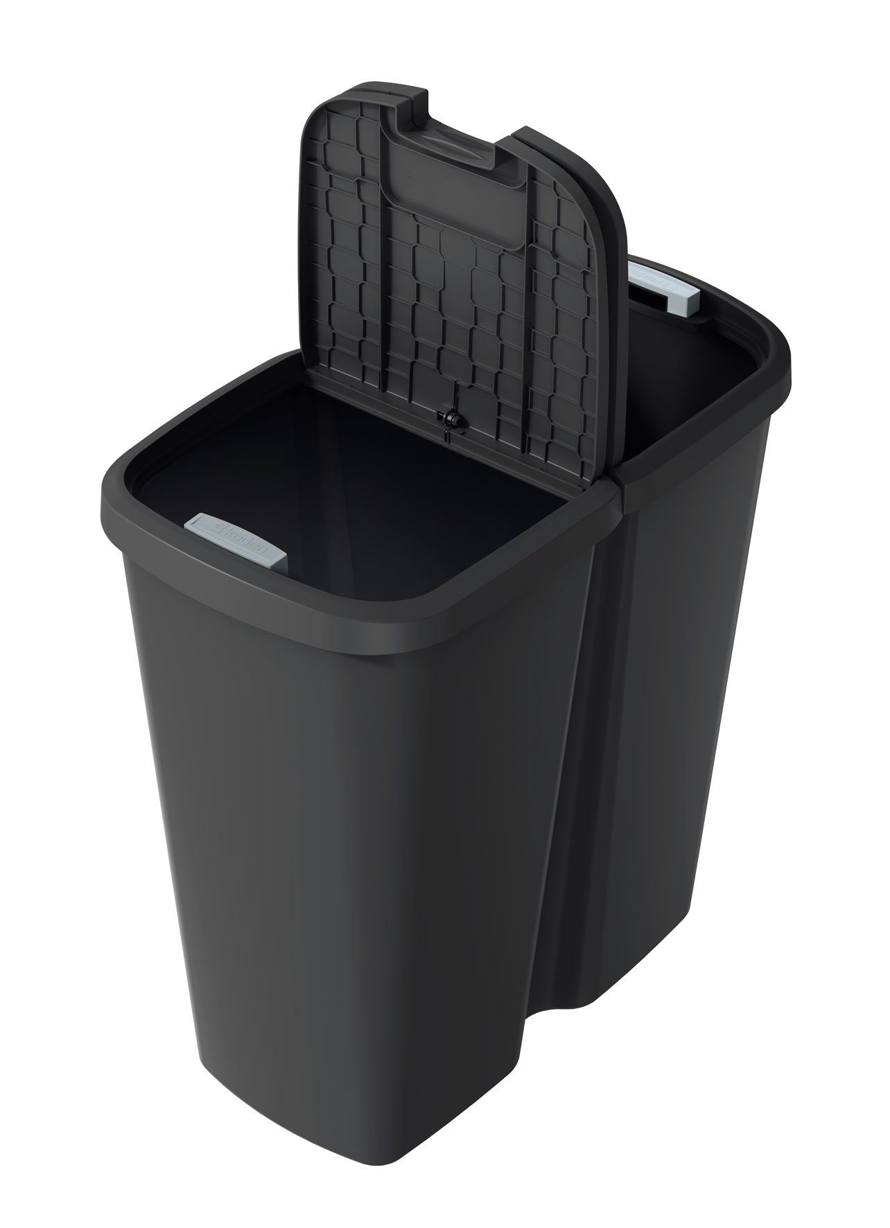 schwarz - Abfalleimer / Liter Spetebo 45 mit 2 Deckelöffnungen eckig Mülleimer Mülleimer schwarz Kunststoff Duo schwarz,