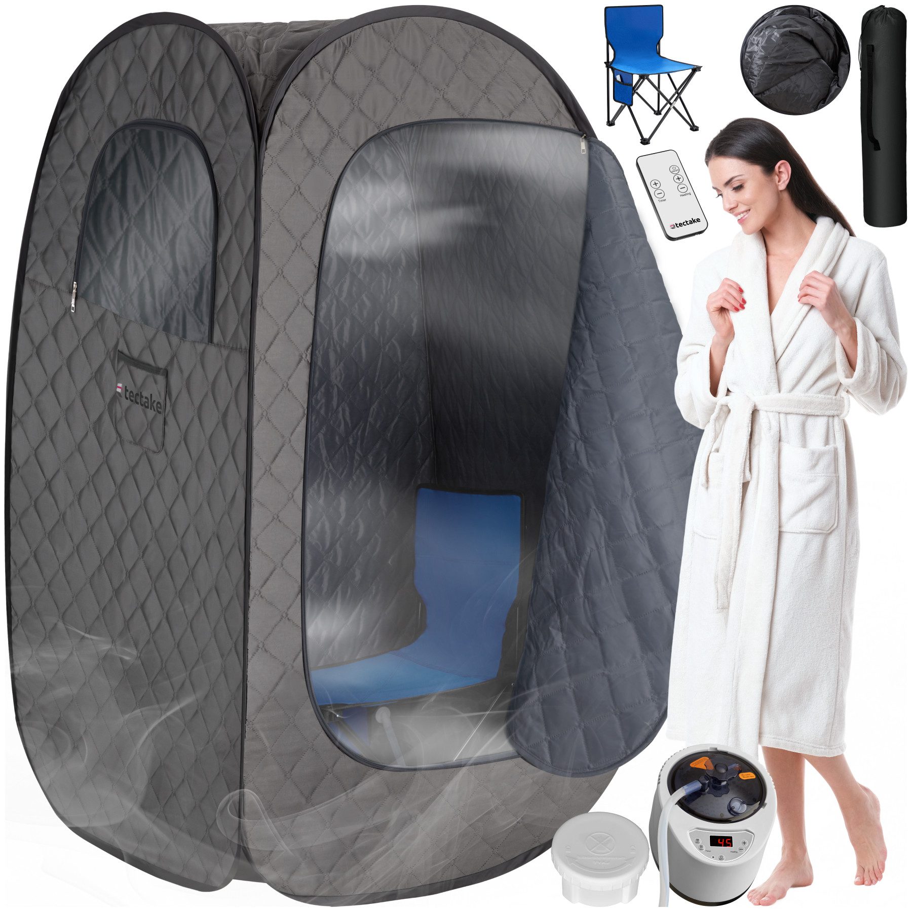 tectake Sauna Mobile Dampfsauna ThermaLuxe I, 1000 W, 15 Temperaturstufen, günstig online kaufen