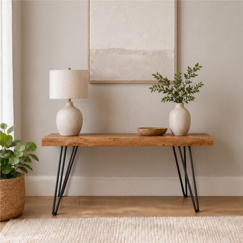 Yaheetech Tischbein 4er Set Hairpin Möbelfüße 40 cm H, Tischfüße aus Metall mit Bodenschonern – Bild 2 von 5