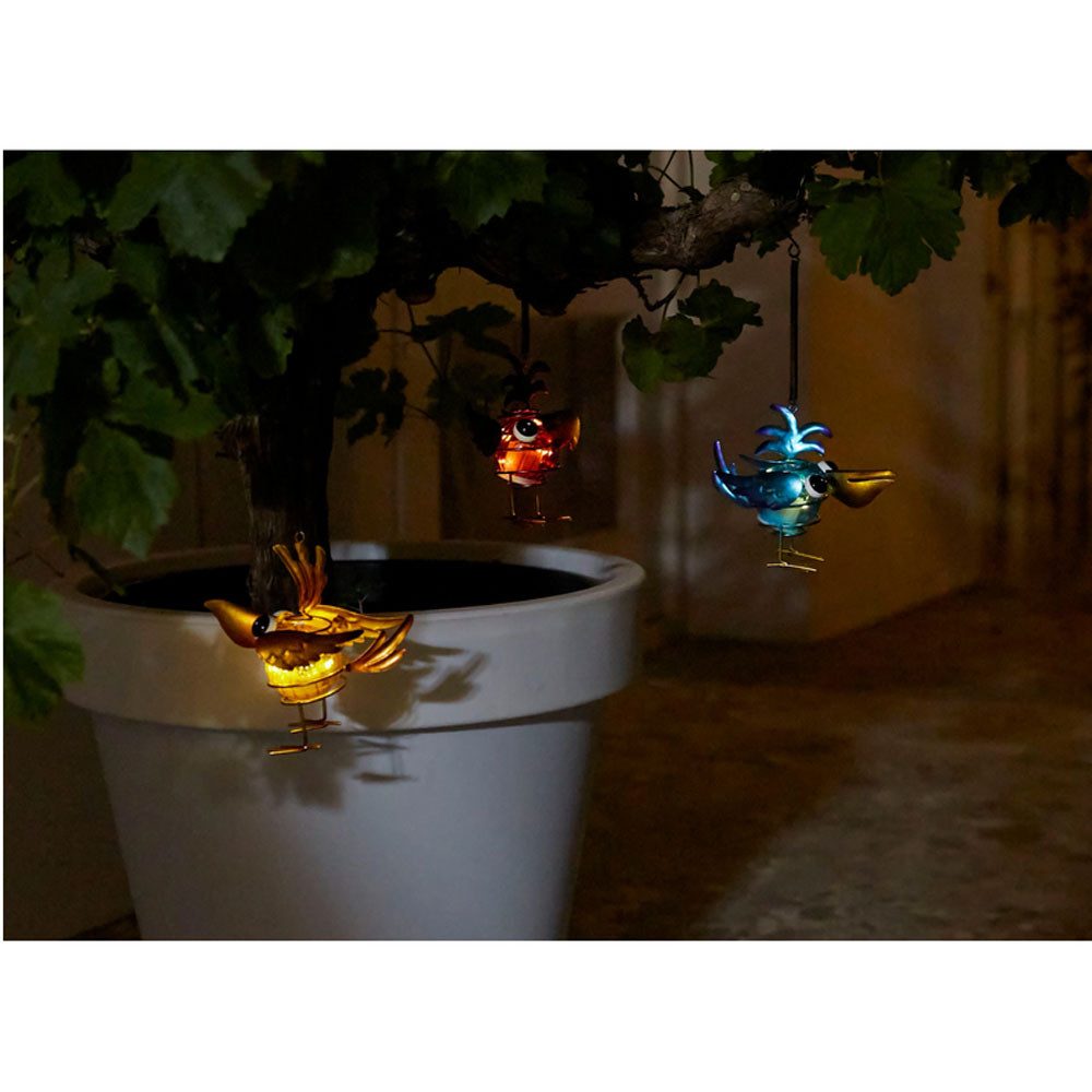 Luxform Gartenleuchte Luxform Solar Bird Hang Set 3 Vögel LED Hängeleuchte, Soft, 3 Vögel in einem Set