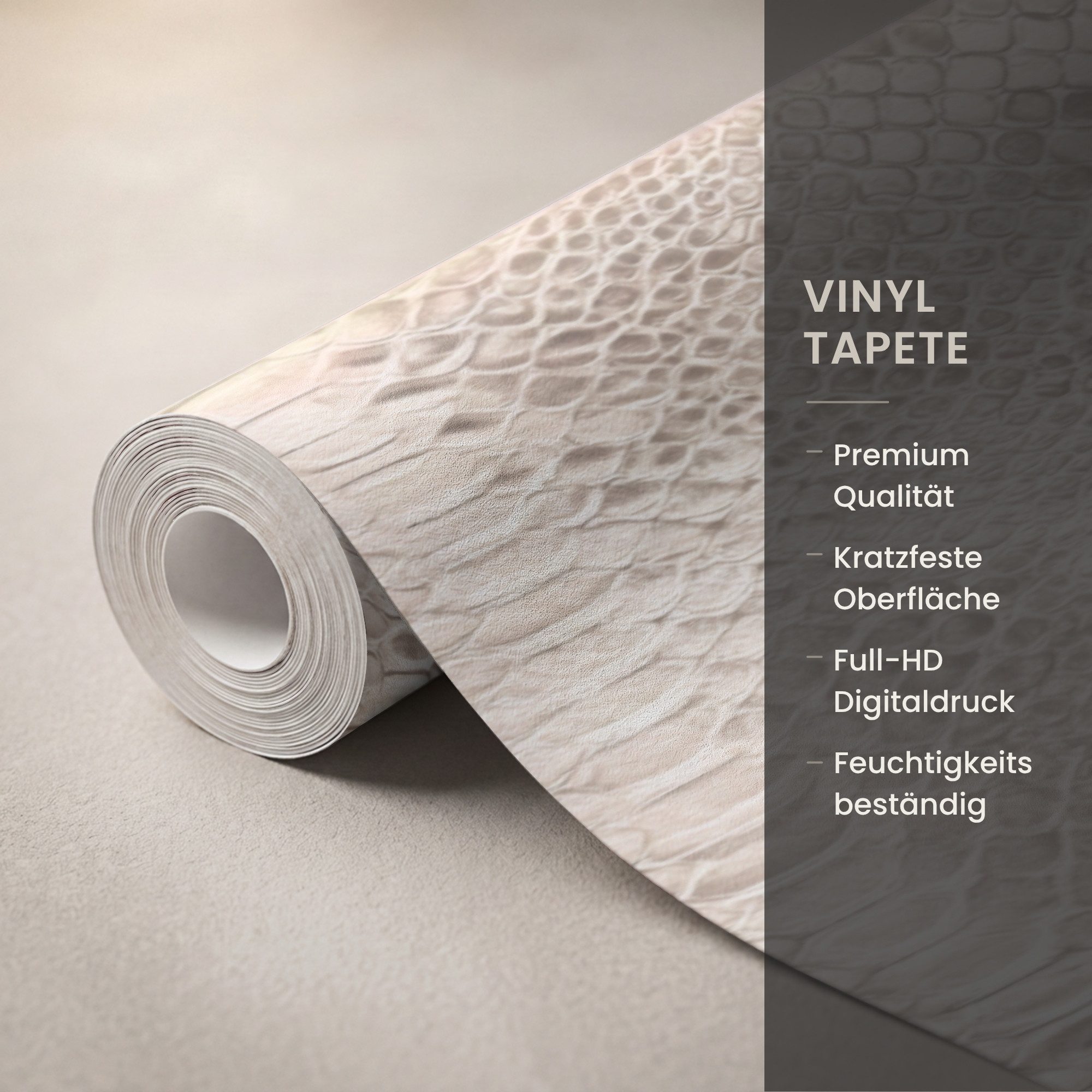 OnlyWow Fototapete Schlange - Muster - Beige, Matt, bedruckt, Wandtapete, Wohnzimmer, Vinyl Tapete 260x220cm