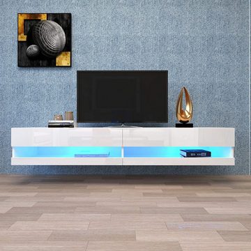 BlingBin TV-Schrank LED TV-Schrank, TV-Lowboard in Hochglanz Weiß 140x40x30.5cm mit LED-Beleuchtung, hochwertiges TV-Board mit viel Stauraum