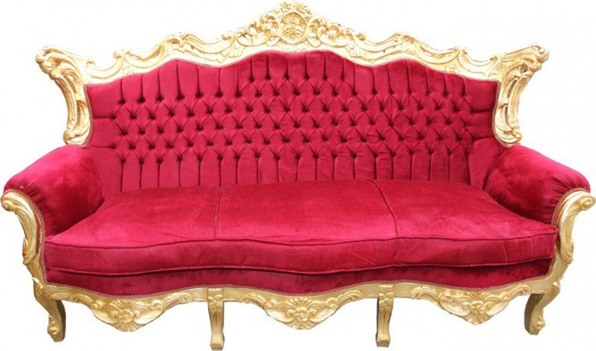Möbel / Bordeaux Sofa Barock Padrino Master Wohnzimmer Loung Casa Couch Mod2 Gold Sofa Rot -