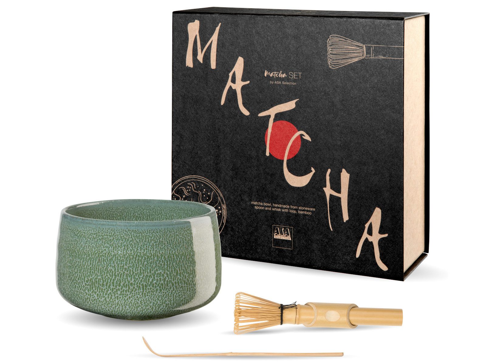 ASA SELECTION Geschirr-Set moribana Matcha-Set matsu shiny 3tlg, Steinzeug