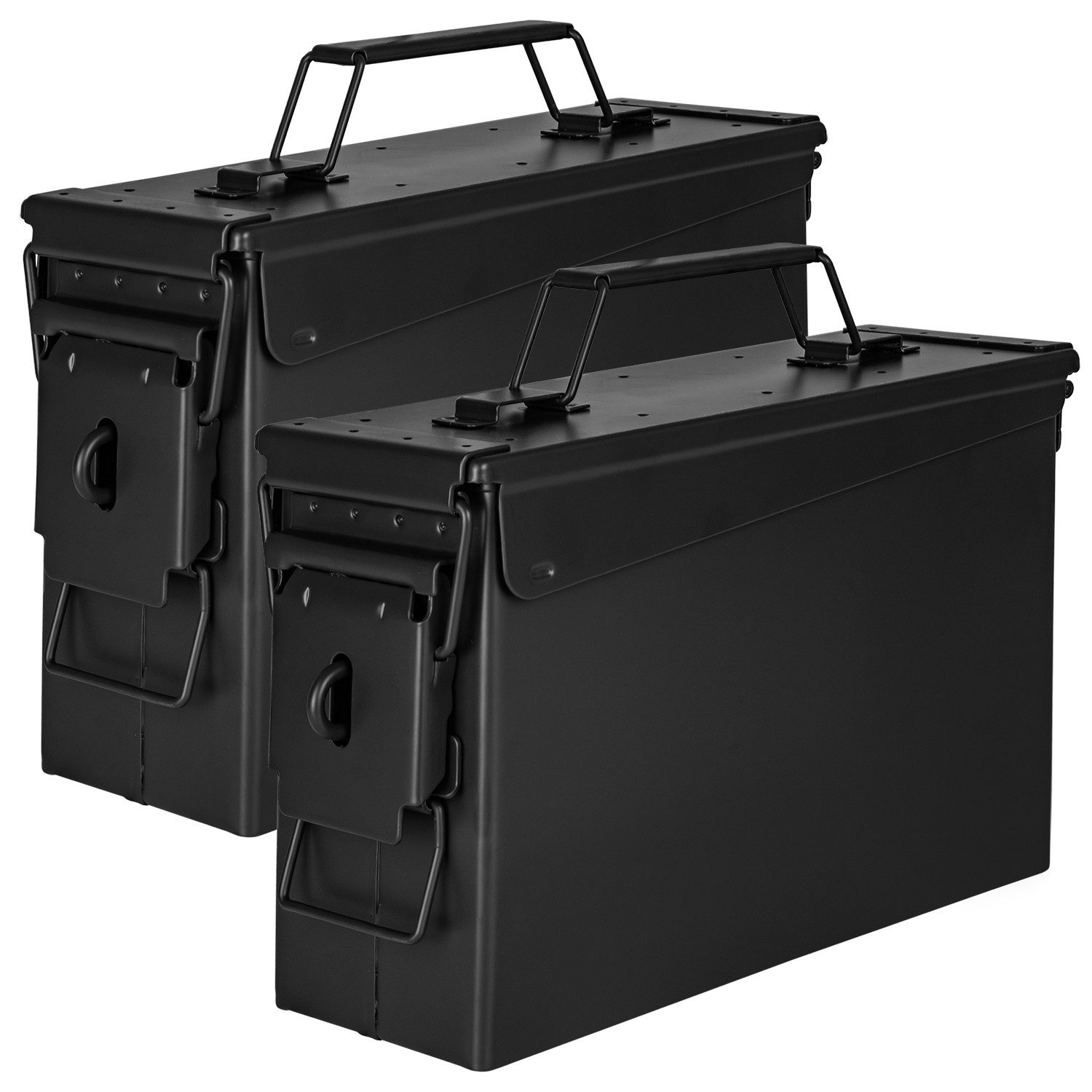 Aufbewahrungsbox 2x Munitionsbox Box Metallkiste Metallbox 28 x 10 x 18 cm Schwarz