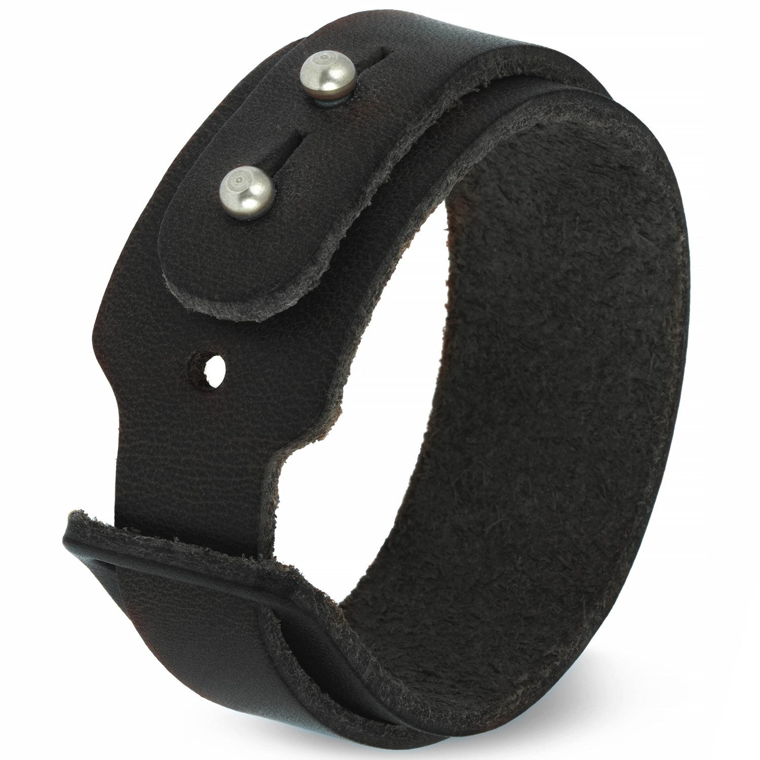 Simaru Lederarmband Made in Germany Leder Armband Herren (Echtes Leder, Handgefertigt, Robuster Druckknopfverschluss, perfektes Schmuck Geschenk), Modell Merano Premium Armband 25mm schwarz und braun