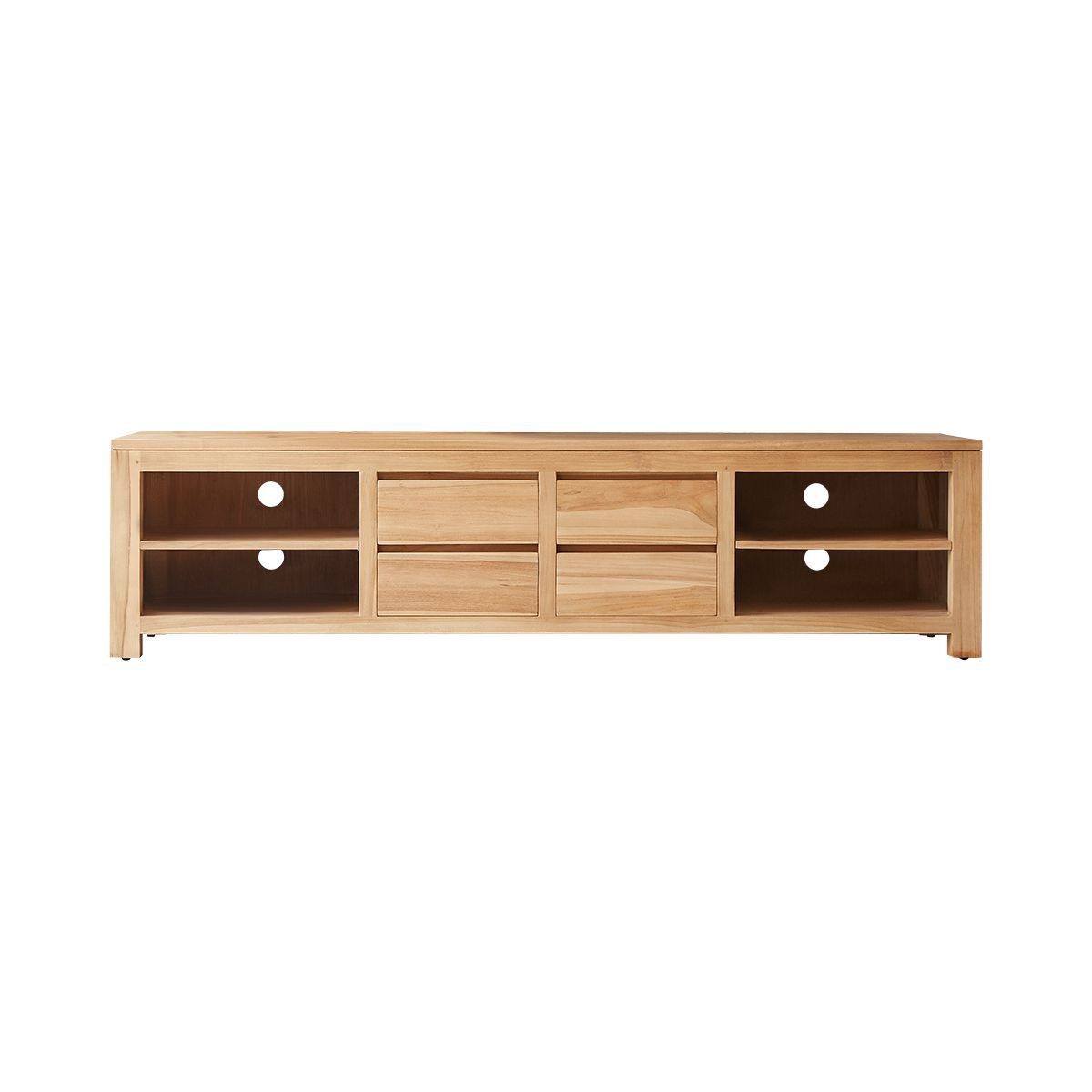 Tikamoon TV-Schrank TV-Bank TV-Rack Hifi Lowboard massivem Teak Sideboard Unterschrank Mas