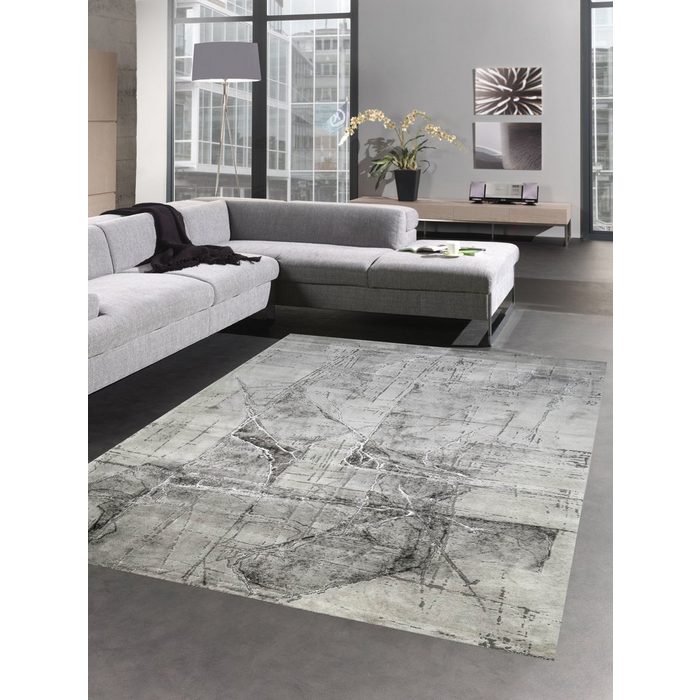 Teppich Teppich modern Kurzflor Wohnzimmerteppich abstrakt grau creme Carpetia rechteckig Höhe: 12 mm