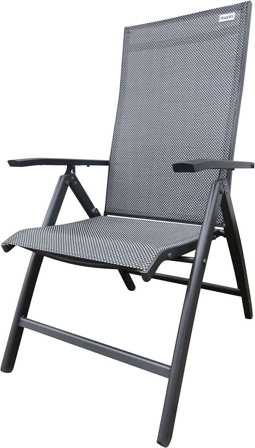 doppler® Gartenstuhl Detroit anthrazit mixed silber Klappsessel Klappstuhl Aluminium Garten, wetterfest / klappbar / verstellbare Rückenlehne